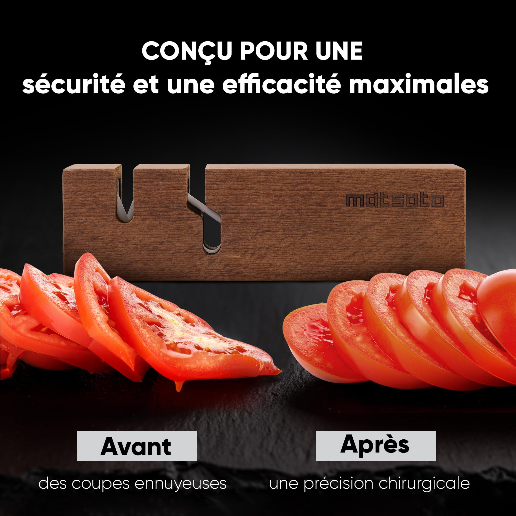 Matsato Aiguiseur Couteaux & Ciseaux – Affûteur de Couteaux Manuel 2-en-1, Aiguiseur pour Couteaux de Cuisine, Base Antidérapante
