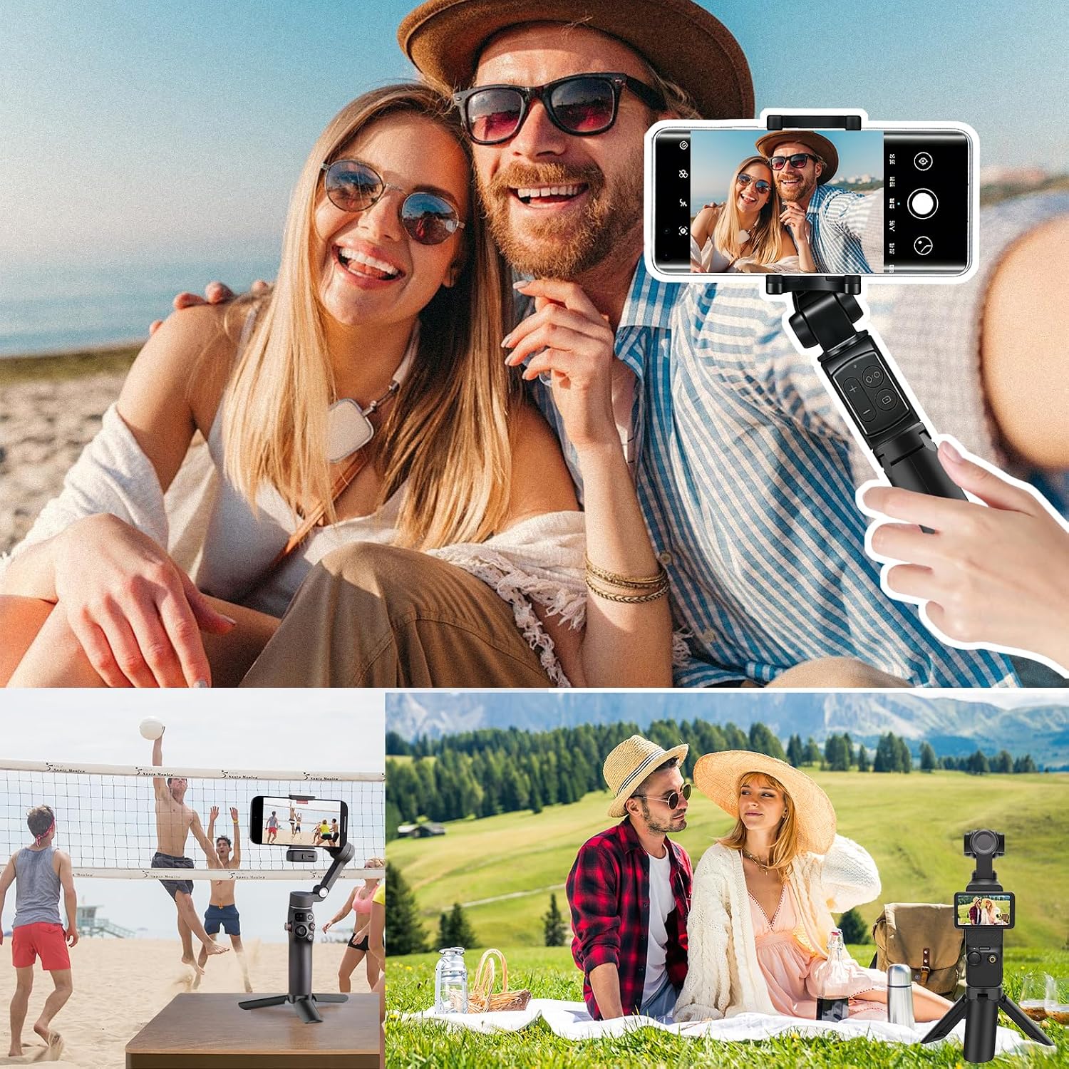 GeeRic Mini Tripod Compatible with DJI OSMO Pocket 4/3, Stable Portable Pocket Stand, Desk Small Handheld Selfie Stick with 1/4" Screw