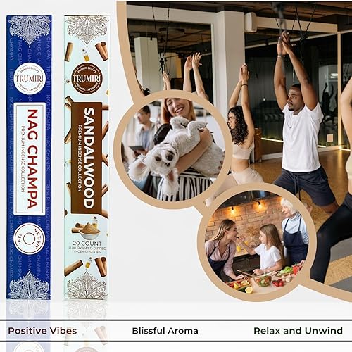 Miniatura 3 de Trumiri Varillas de incienso  Paquete combinado de 35 varillas de incienso  15 Nag Champa + 20 sándalo  Insenses  Insents  Incents  Incienso