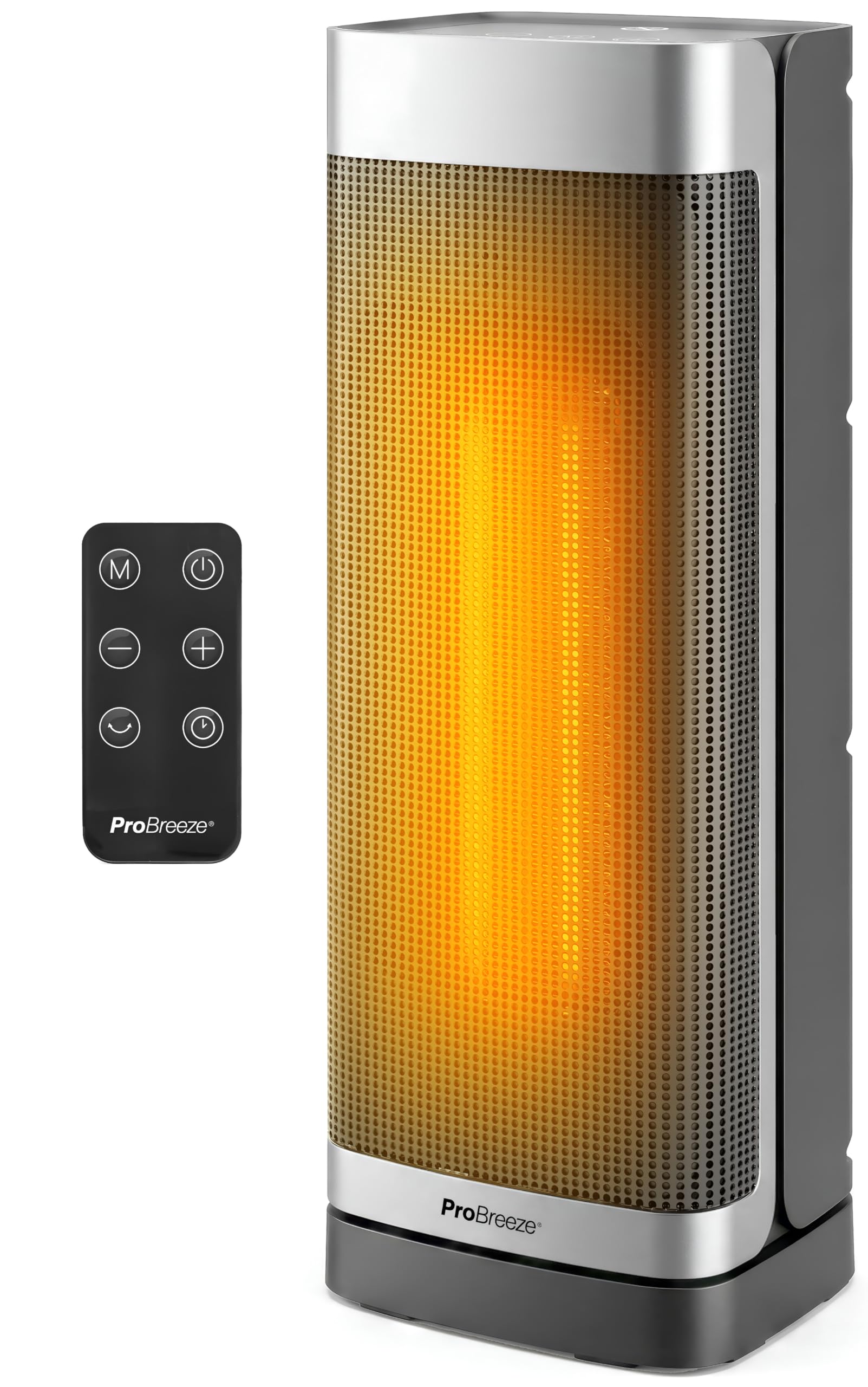 Pro Breeze Thermacube Chauffage d'Appoint 2000W Céramique Soufflant Oscillant - Radiateur Électrique Mobile avec Mode Ventilateur, Thermostat Éco, Télécommande et Écran Tactile pour Chambre