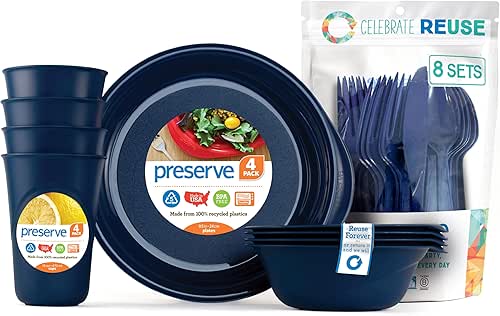 Preserve Reusable BPA Free Everyday Tableware Dish Set for 4