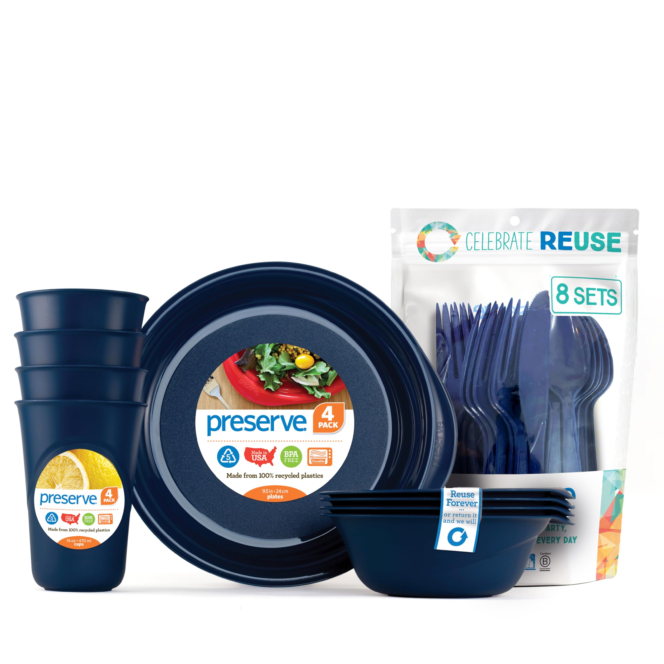 Preserve Reusable BPA Free Everyday Tableware Dish Set
