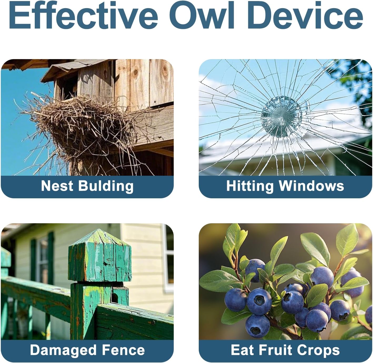 2PCS Plastic Owl to Scare Pigeon, Dual-Side Printed Fake Owl Control Device for Garden Patio Windows Farm - Image 4