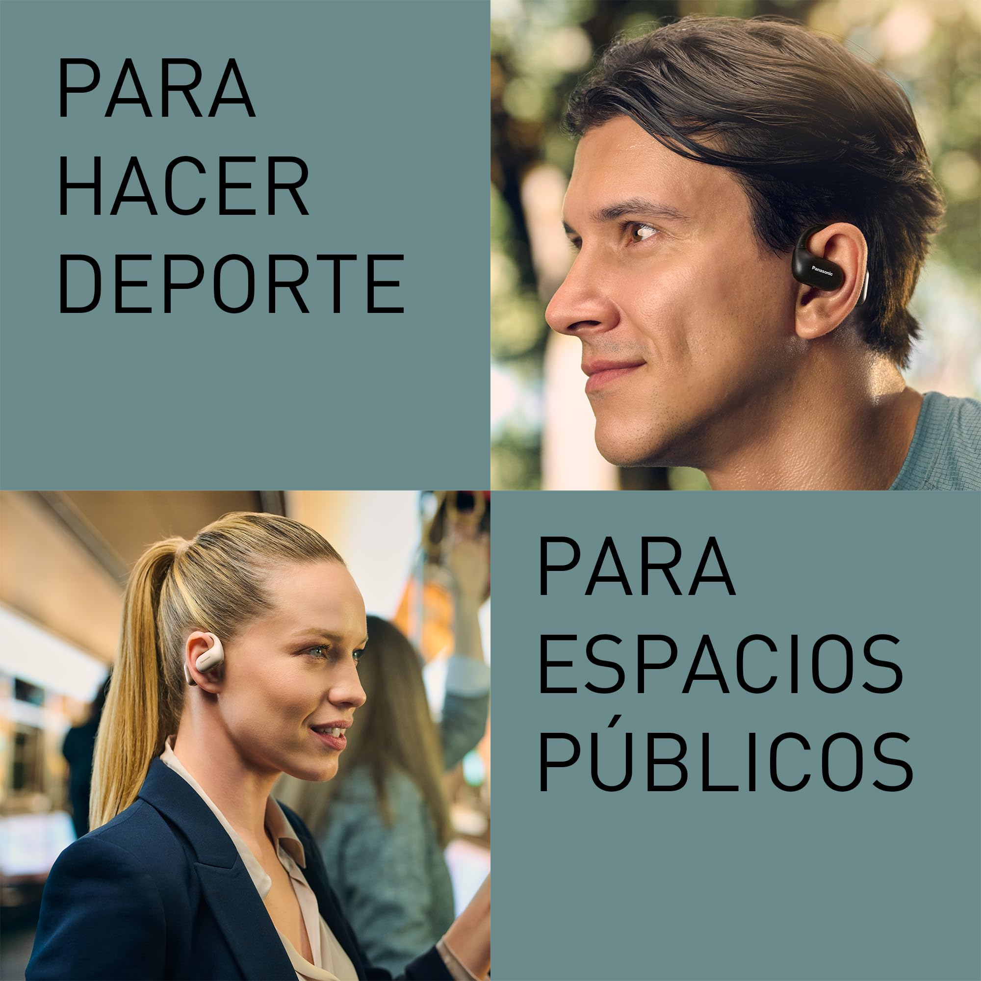 Panasonic RB-F10DE-K Auriculares Inalámbricos de Oído Abierto Sport Deportivos para Running y Fitness, con Micrófono ENC, 25 Horas de Reproducción, Bluetooth 5.4, IPX4, Controles Táctiles, Negro