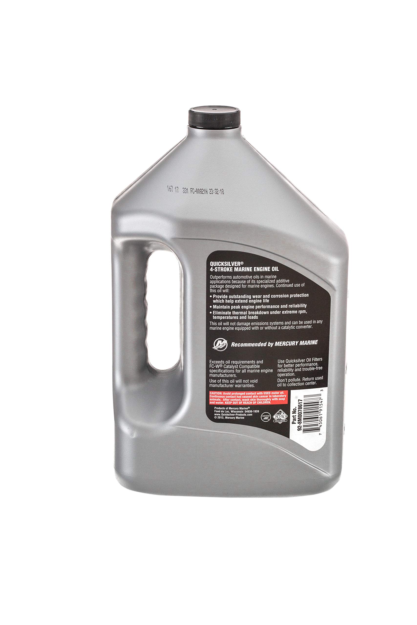 Quicksilver 8M0086221 4-Takt-Schiffsöl – Für Außenbord-, Z-Antrieb- & Innenbordmotoren – SAE 10W-30 Mineralisch – 4 Liter, Silber