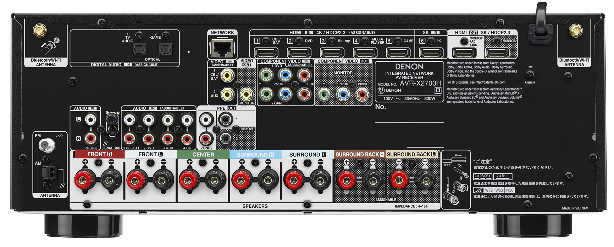 Amazon.co.jp: デノン Denon AVR-X2700H 8K Ultra HD HDR10+ eARC 7.2 