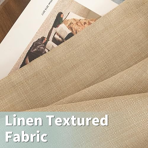Miniatura 10 de LAMIT Cortinas naturales de lino sintético para dormitorio, paneles filtrantes de luz con ojales, cortinas de lino transparente protegidas para