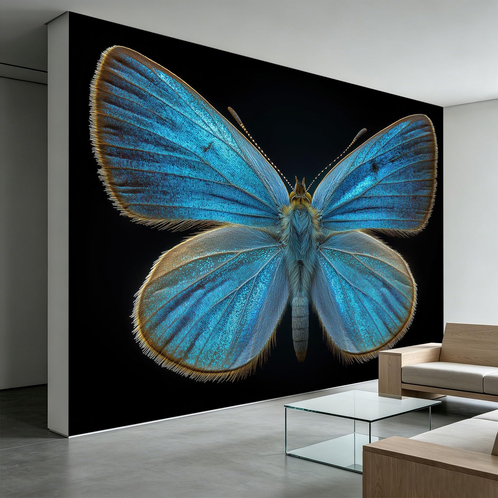 Générique Carta da Parati Panoramica Farfalla Blu Stelle Scintillanti 300 x 210 cm Murale, Arte Fantasy Carta Da Parati In Tessuto Non Tessuto, Foto Per La Meditazione Camera Da Letto Della Ragazza