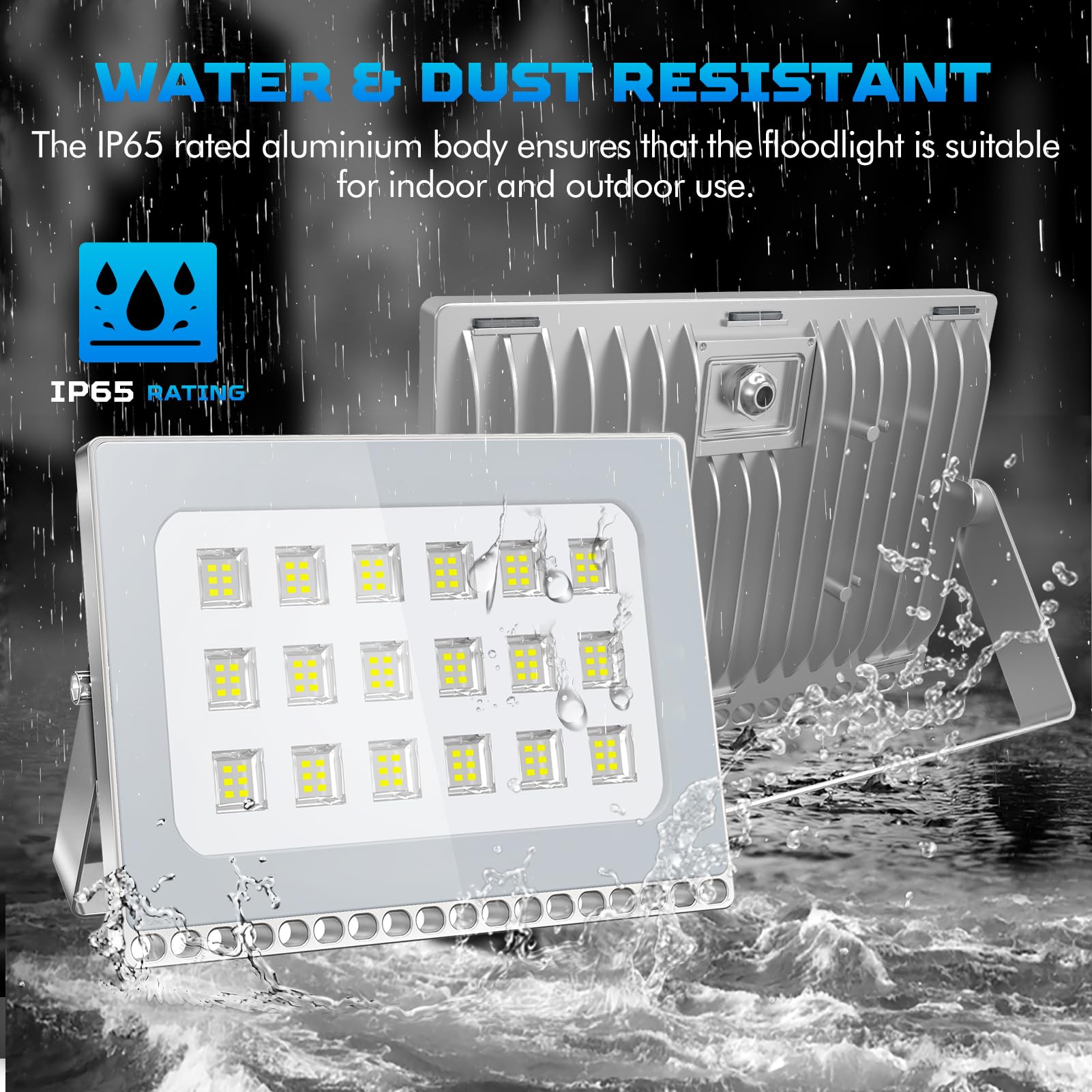 Viugreum 6 Pack 100W LED Flood Light, 8000LM Super Bright Outdoor Floodlights, 500W Equivalent, IP67 Waterproof Daylight White 6500K Security Work Lights for Garage, Garden, Lawn and Yard