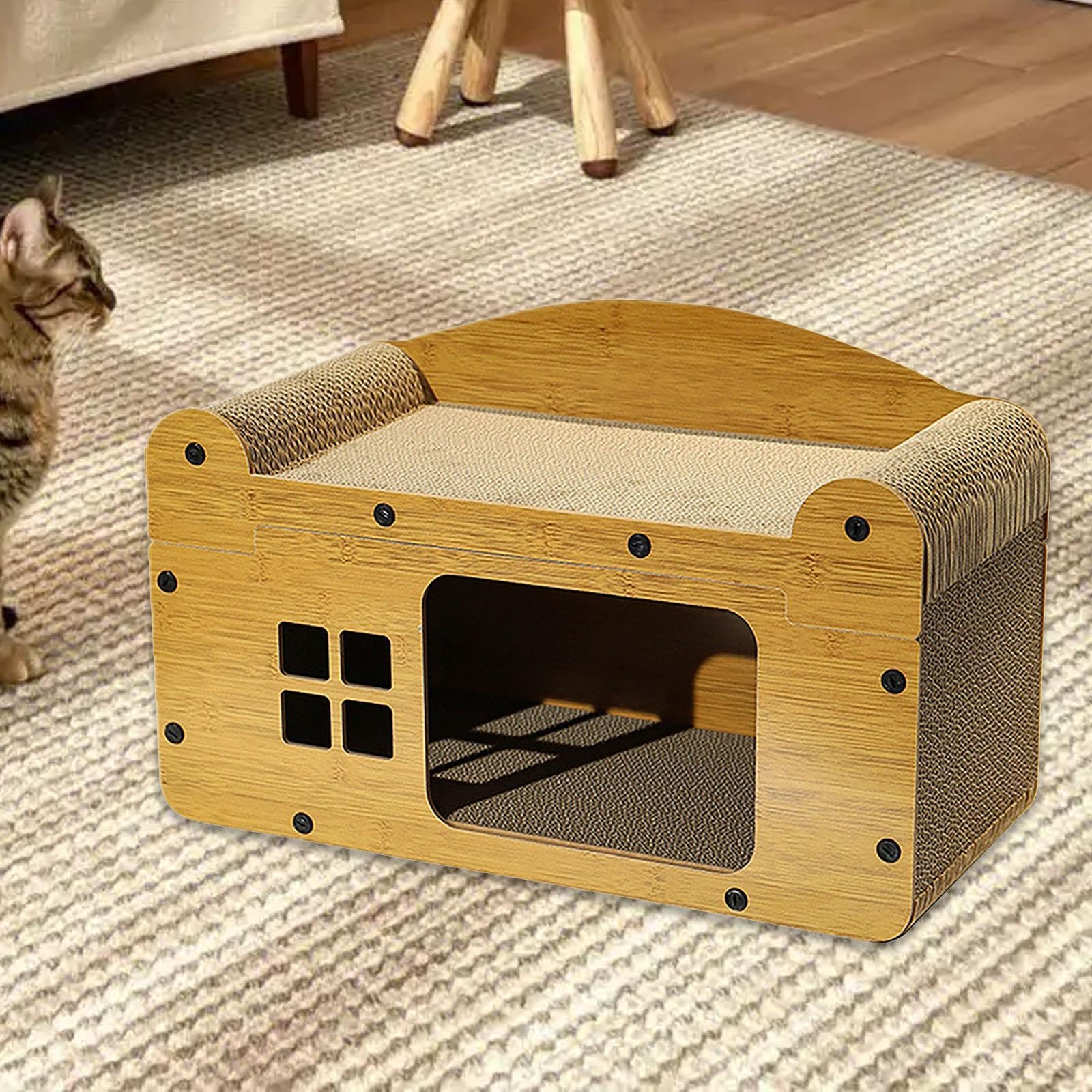 F Fityle Tiragraffi per Gatti in Cartone Ondulato Giocattolo 2 in 1 Tiragraffi a Scomparsa Casa da Gioco per Piccoli Animali Gattino Decorazioni per la casa, m