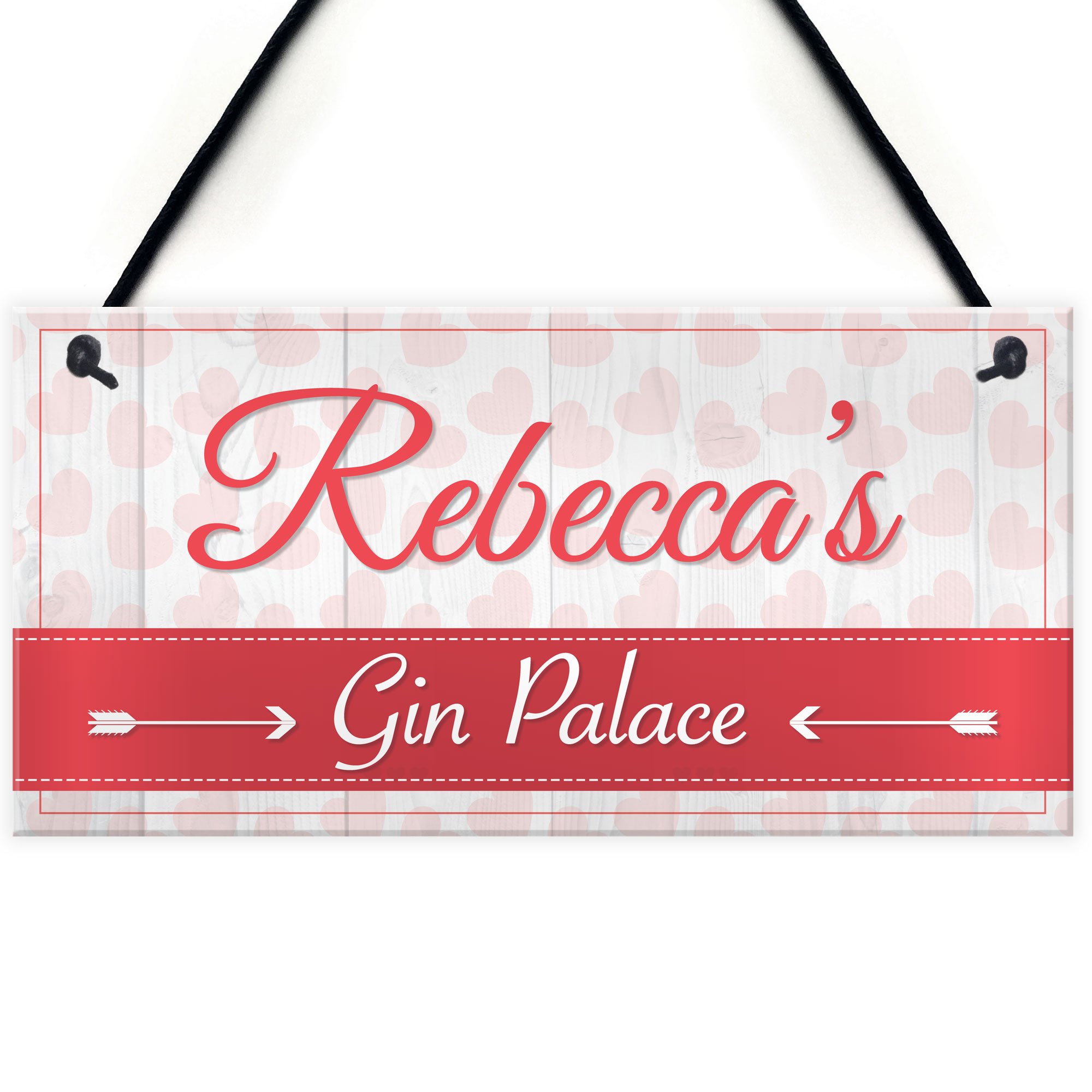 Red Ocean Personalised Gin Palace Alcohol Home Friendship Hanging Plaque G&T Gift Sign Shabby Chic She Cave Home Bar