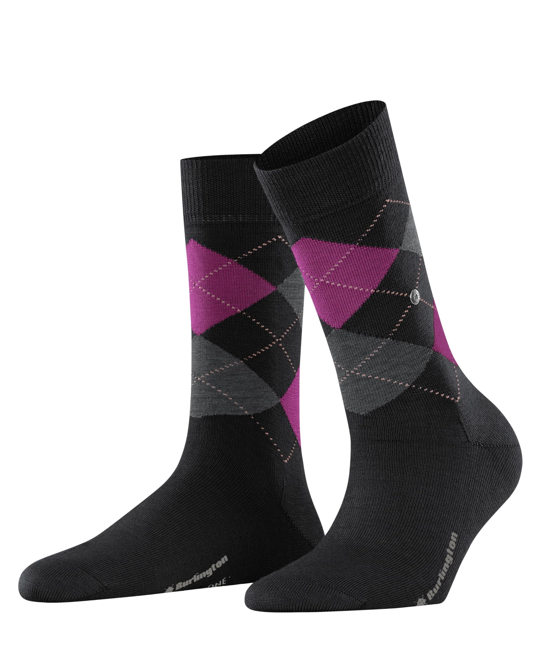 Burlington Women's Marylebone W So Wool Patterned 1 Pair Socks, Black 3001, 3.5-7