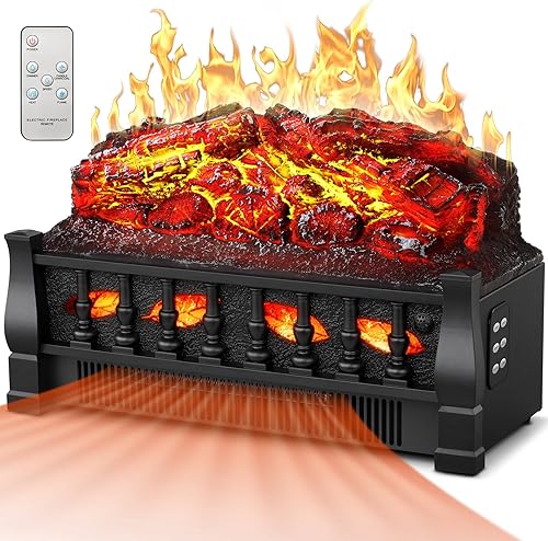 Joy Pebble Calentador eléctrico de leña para chimenea de 21 pulgadas, 750 W1500 W, brillo de 5 llamas, modo de 5 velocidades, inserto de chimenea