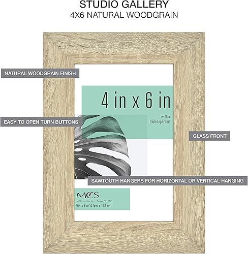 Miniatura 5 de MCS Industries Studio Gallery - Marcos con textura de madera natural, de 4 x 6 pulgadas  10.16 x 15.24 cm., 4 unidades