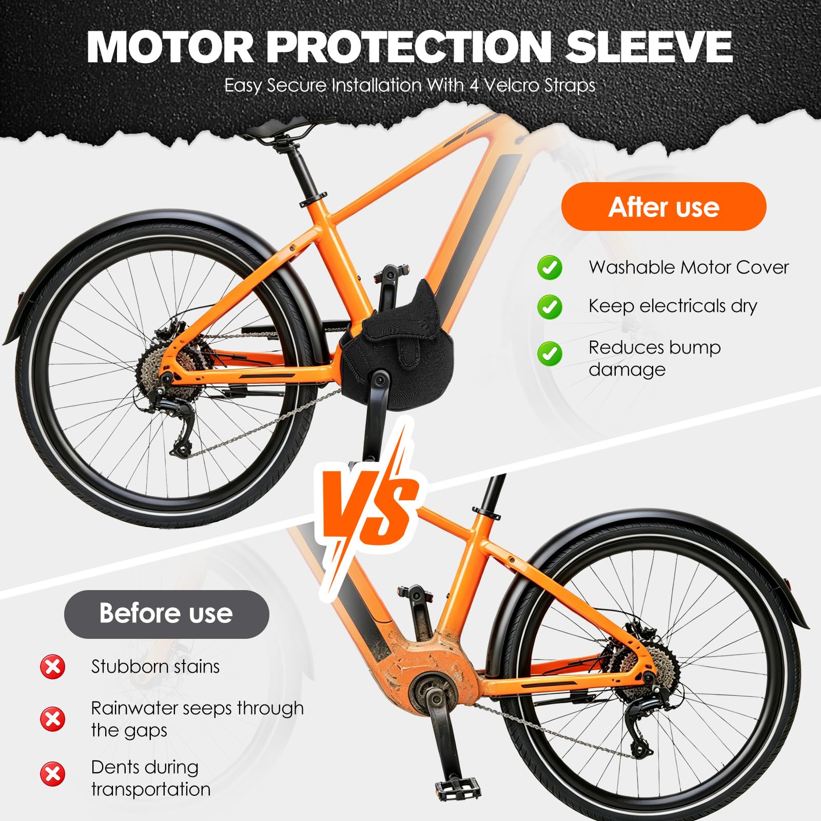 Telo Bicicletta da Esterno 5 Pezzi, Custodia per Motore Centrale e Batteria Ebike, Copertura per Manubrio, 2 Coperture per Pedali , Protezione da Pioggia e Polvere, Tessuto Nylon Neoprene Poliestere