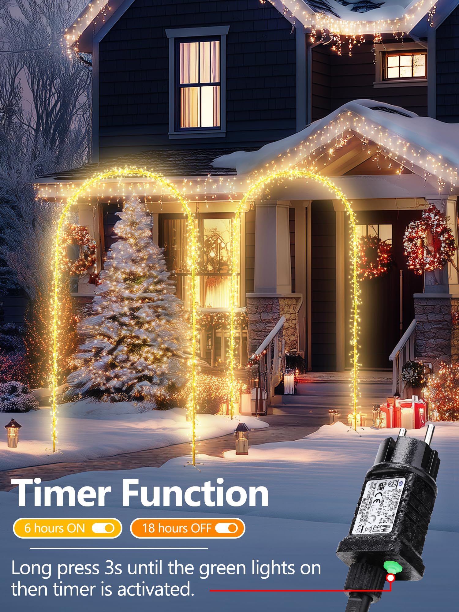 Drahtbeleuchtung 60 LED / 600cm / Timer / 8 Funktionen
