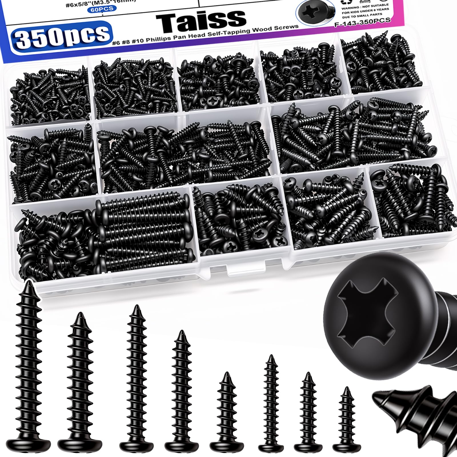 888PCS Self-Tapping Screws Kit - Wood & Plastic -8
