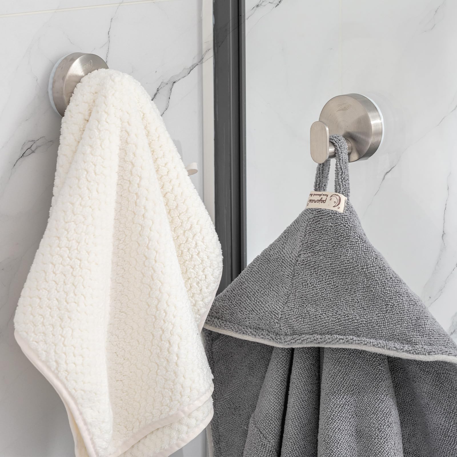 TAILI Bathroom Towel Hooks with Vacuum Suction Cups 2 Pack No Drilling, Stainless Steel - Image 2