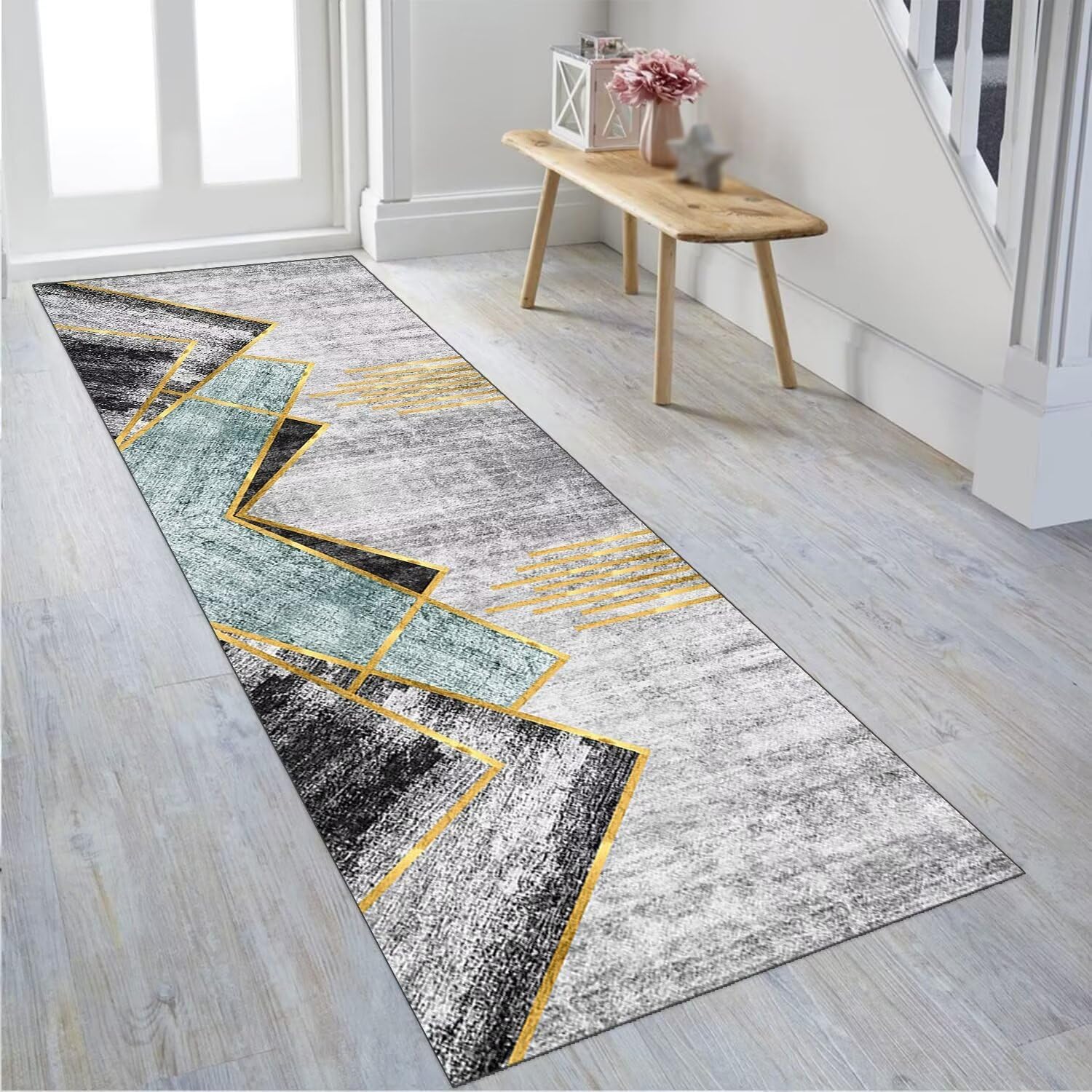 Keukenloper modern design tapijtloper gang antislip wasbaar, kleurrijke gang tapijt loper woonkamer slaapkamer en keukentapijt per meter breedte aanpasbaar grootte (kleur: A, maat: 50x100