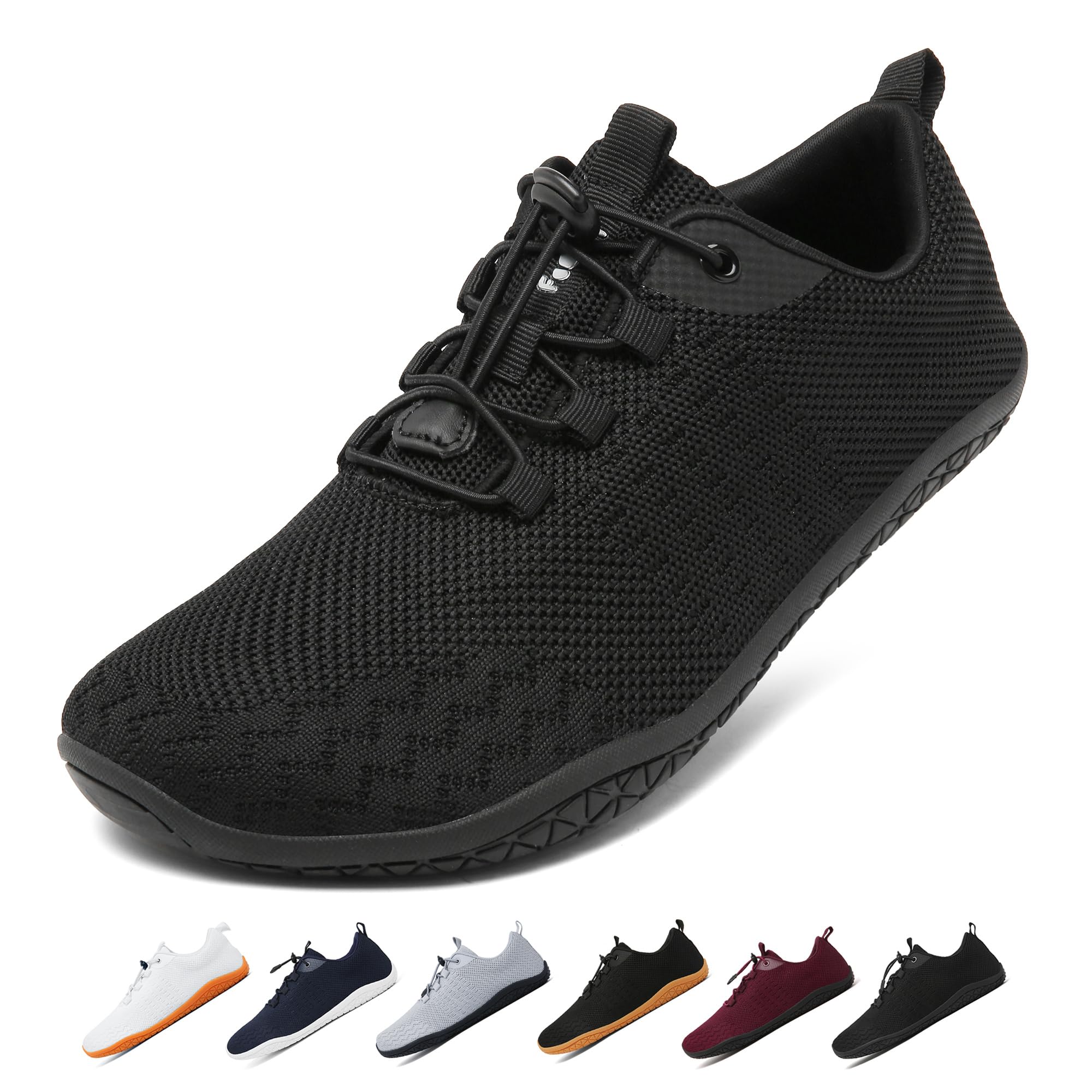 Geweo Buty Barefoot Mężczyźni Kobiety Lato Barefoot Shoes Szeroką Skrzynką na Palce Lato Oddychające Buty do Biegania Buty do Treningu Lekkie Wygodne Buty Fitness Sneaker Unisex Czarny 47EU