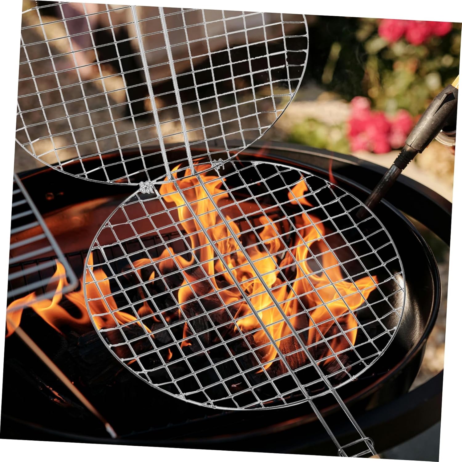 HANABASS Bbq Grill Round Grill Rack Fish Grilling Basket Outdoor Cooking Rack Easy to Clean Portable for Camping