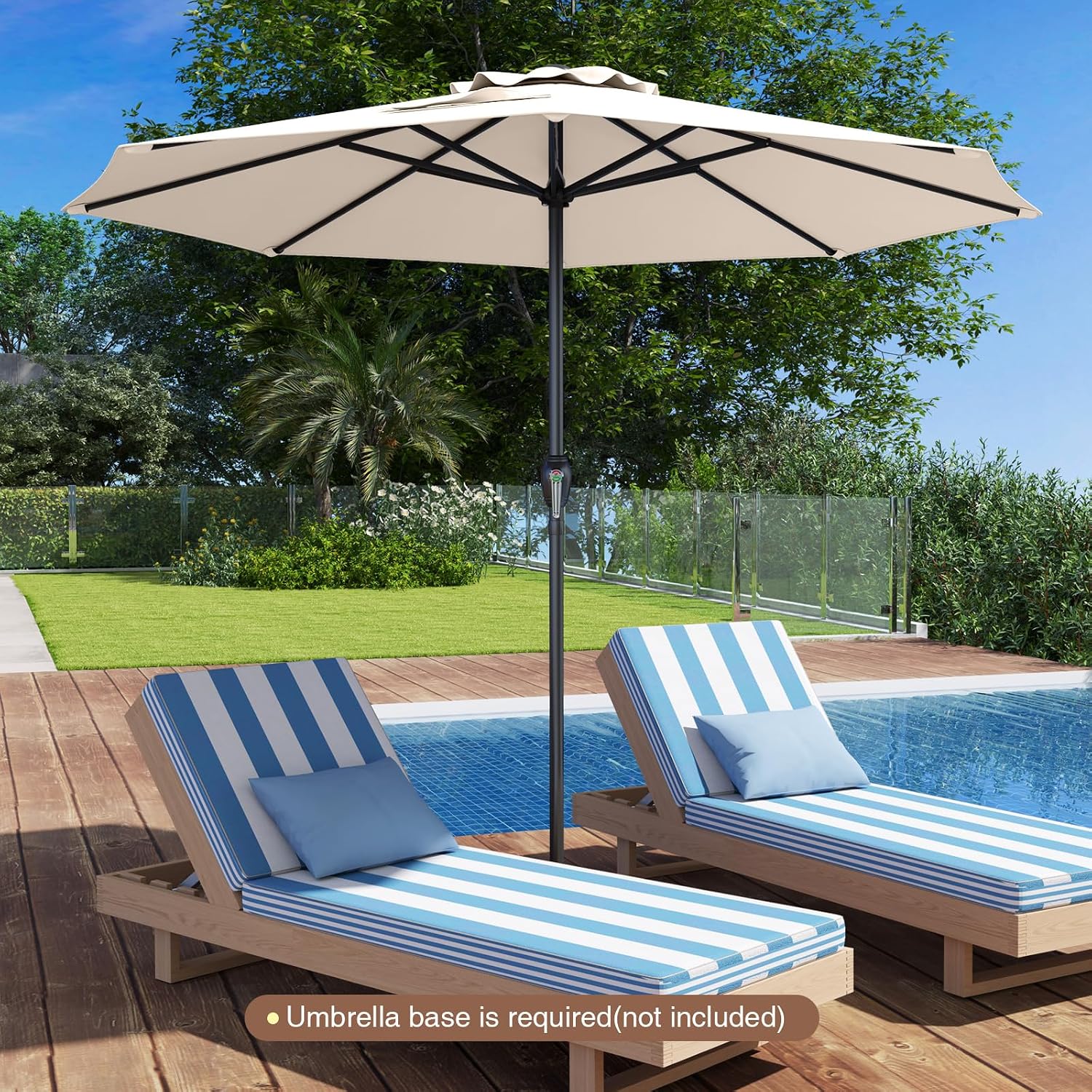 HAPPYGRILL 8.5 ft Patio Umbrella, Outdoor Heavy Duty Market Table Umbrella w/Crank Handle, 8 Sturdy Ribs, Vented Top, Outdoor Umbrellas for Patio, Garden, Backyard, Poolside