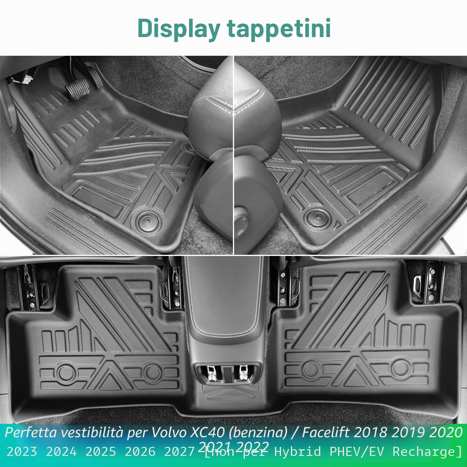 GAFAT Volvo XC40 Tappetini Abitacolo, Tappetino in Gomma Originale TPE Scansione 3D Bordo Alto, Accessori per Volvo XC40 [Non per Hybird & EV]