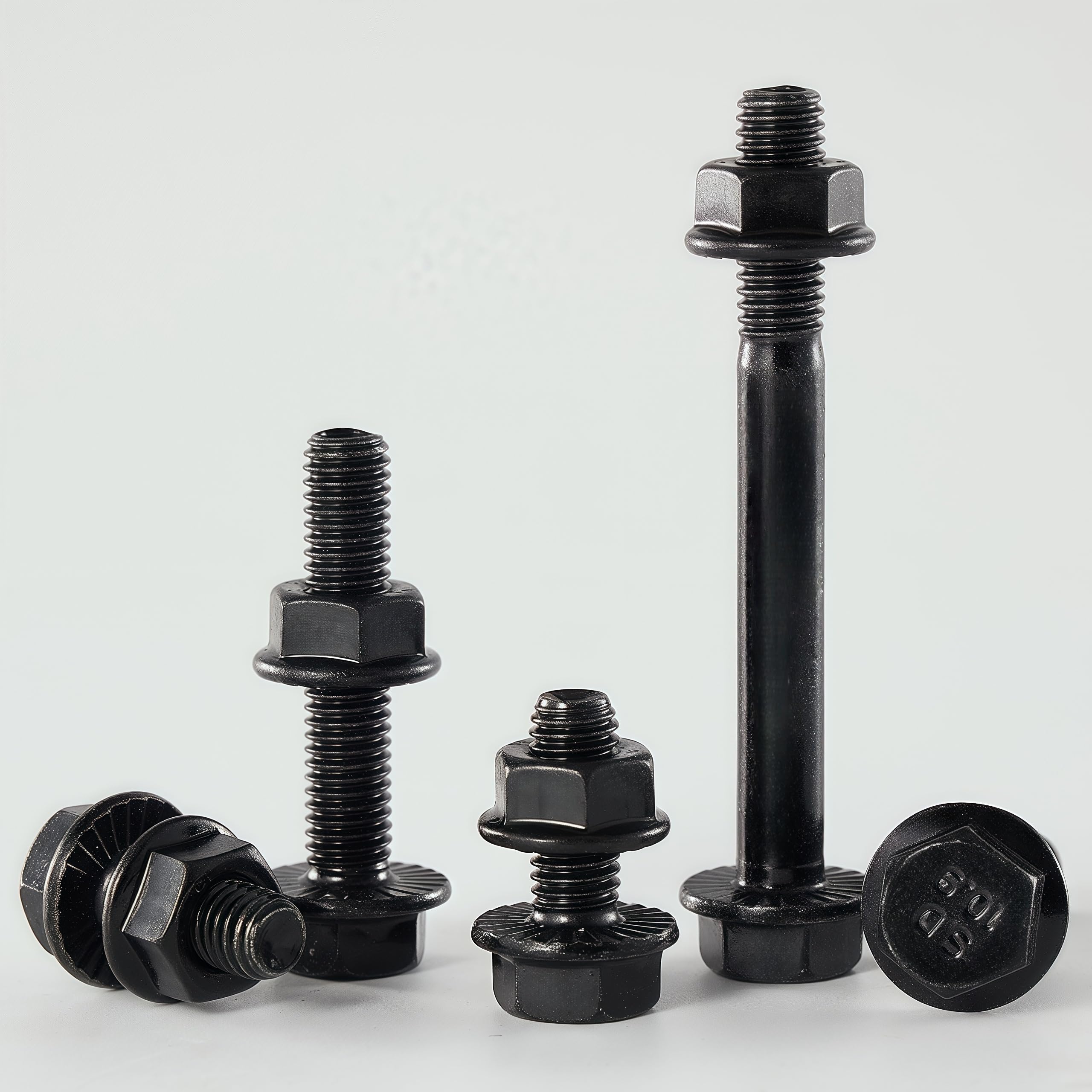Set di viti a flangia M10 – 1,5 x 80 mm con dado (3 set), classe 10,9 acciaio in lega di acciaio, rivestimento in zinco nero, filettatura parziale, autobloccante e resistente alle vibrazioni