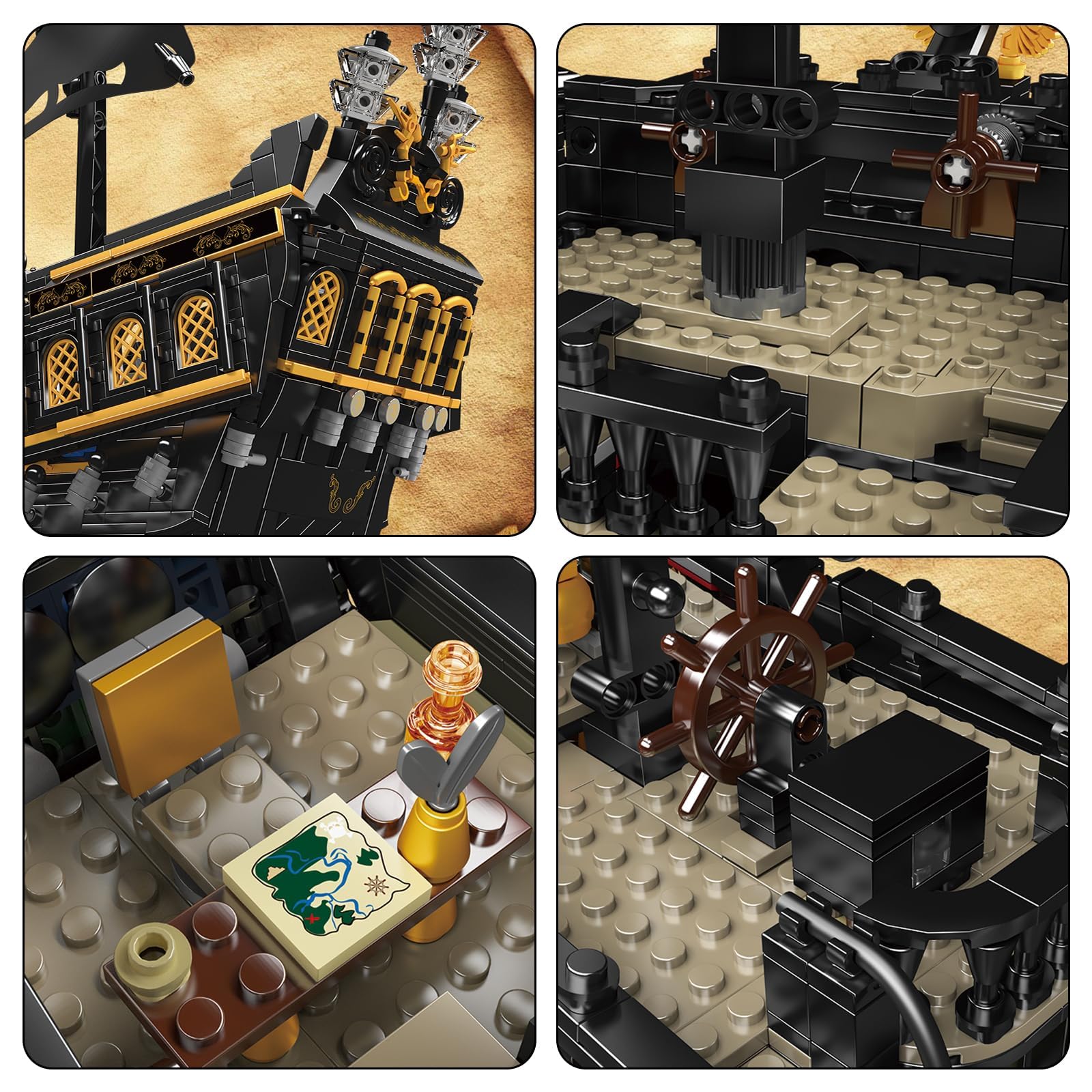 Mould King 13199 Kit di costruzione modello di nave pirata, 3180+ pezzi grande nero veliero set di costruzione, MOC antica architettura di barche a vela per hobbisti adulti