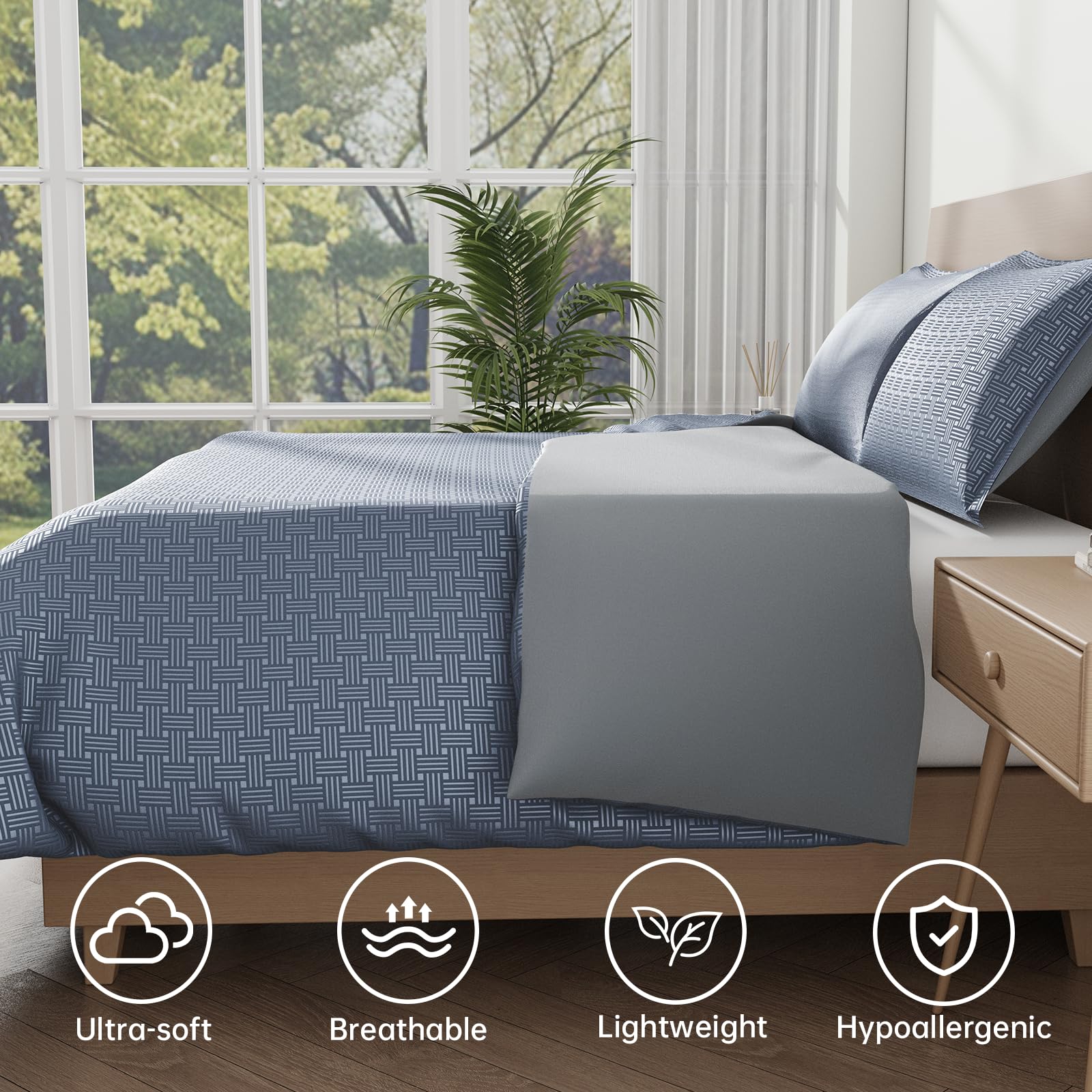 PAJEO Duvet Cover Twin Size - 2 Pieces Soft Bedding Set for Kids & Adults, Includes 1 Duvet Cover 66x90 Inches with Zipper Closure & 1 Pillow Shams, Comforter Not Included