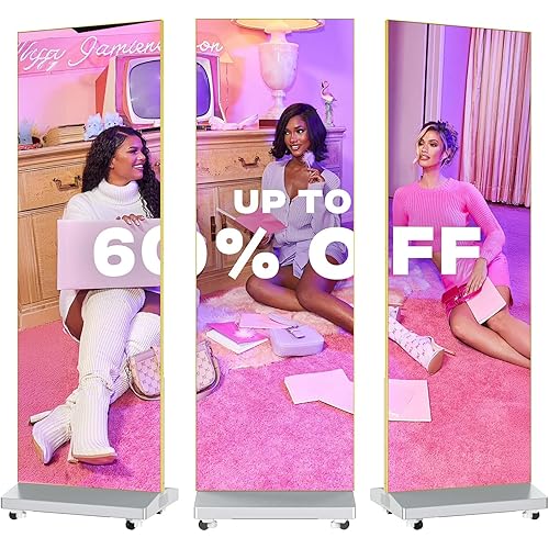 80" P1.86 Spliceable LED Digital Signage Display with Flight Case, Foldable LED Poster Screen with Publishing System, Advertising Display Kiosk for Events and Rentals, WiFi/USB/HDMI (1 Panel), Silver