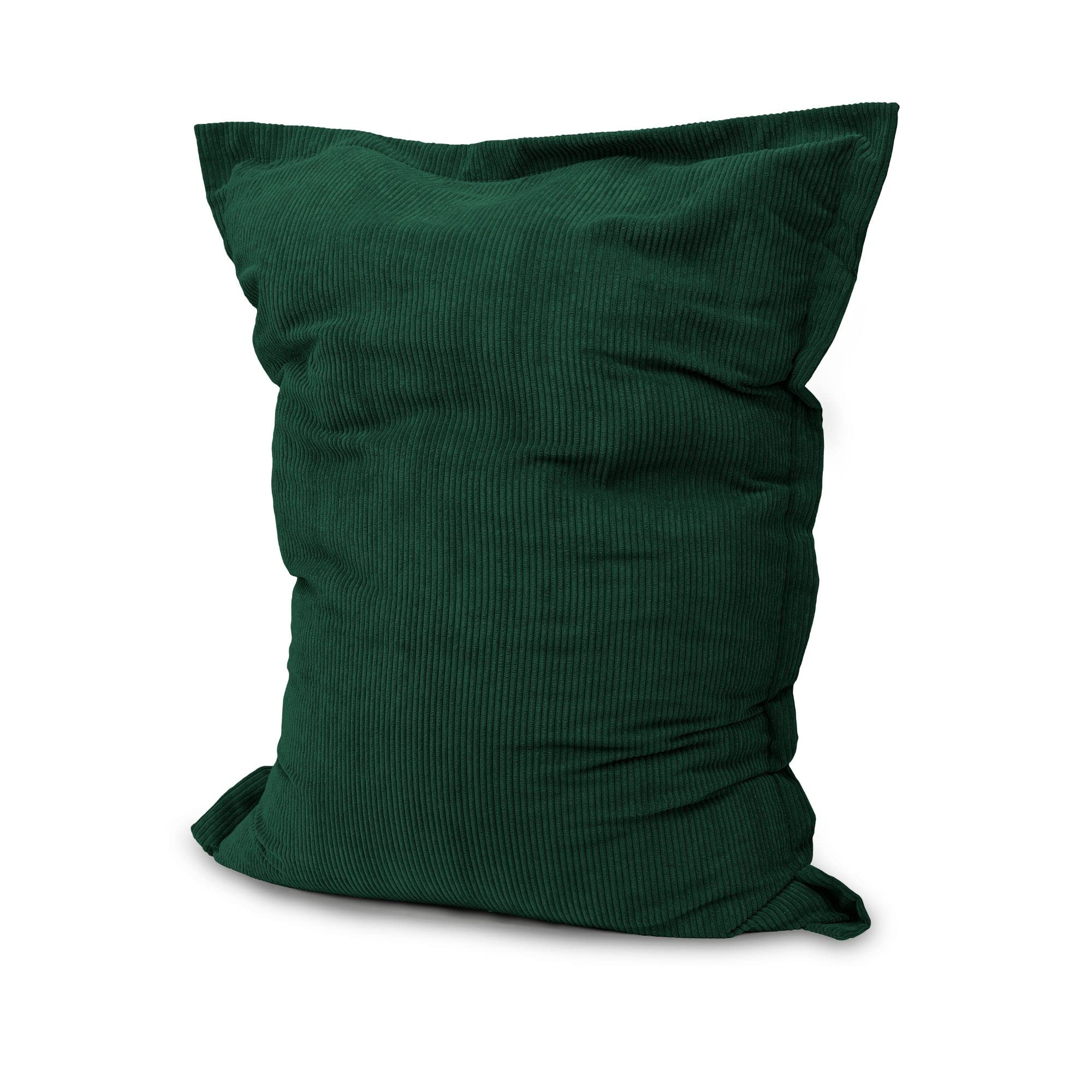 chilly pilley Sitzsack L XL XXL Cordstoff Bodenkissen Beanbag Styropor Füllung Riesensitzsack Cord-Material Sitzkissen Gartenkissen zum Liegen und Sitzen Cord 100x155 Dunkelgrün