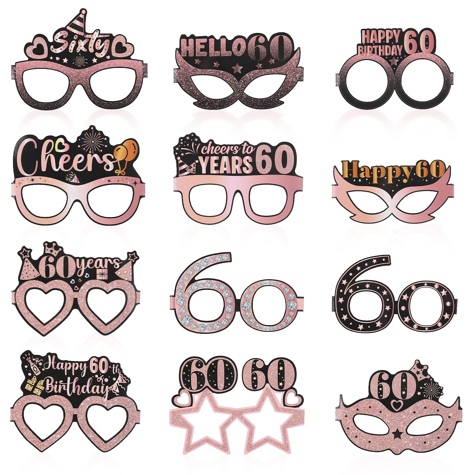 saerryor 24Pcs 60th Birthday Glasses Birthday Decorations for Women