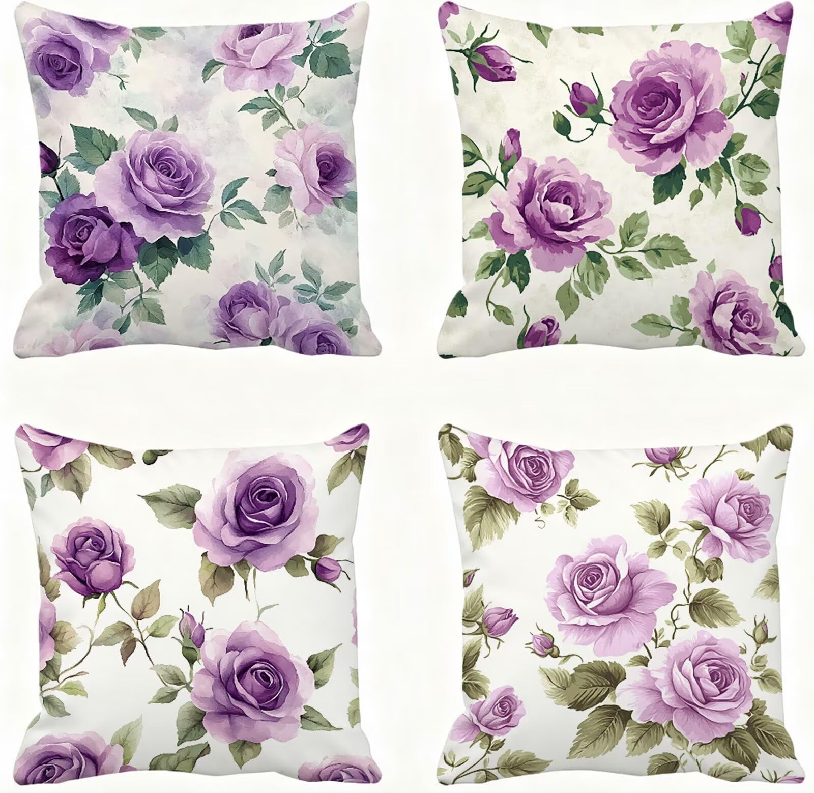 Violet Housse Coussin 60x60 Vert Taie Oreiller 60x60 Lot de 4 Super Doux Protege Oreiller 60 x 60 Decoration Automne Taie D'oreiller Carrées Coussin Canape, pour Maison Chambre Canapé Chaise E - 636