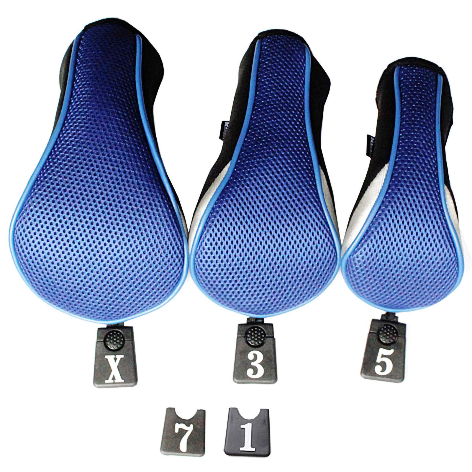 Andux Copri Mazza da Golf per legni Driver Intercambiabile No. Etichetta 3pcs Mt/mg02 Nero/Blu