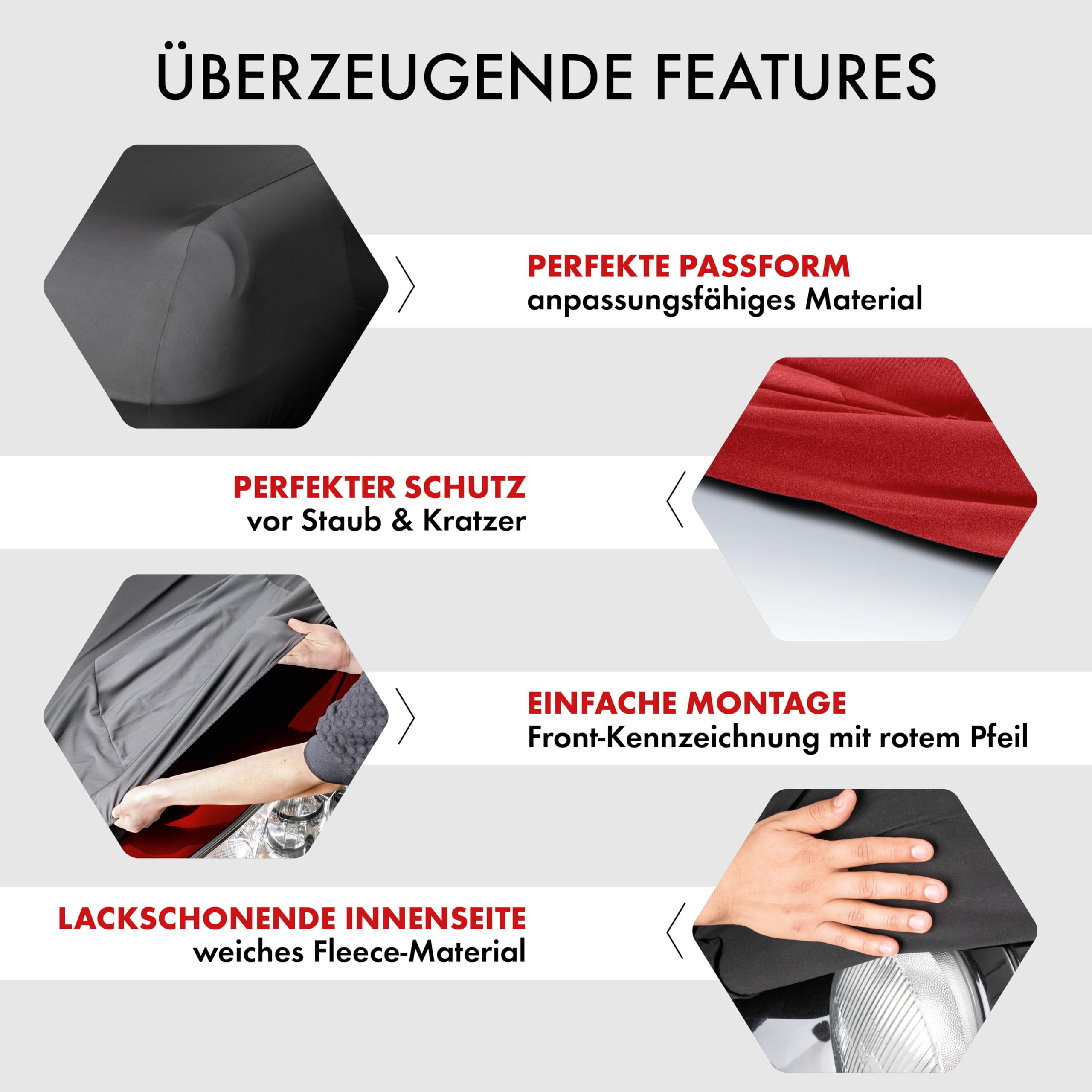 WALSER Premium Abdeckung Auto Indoor Stretch Plus Qualitätssieger Sehr Gut* Autoabdeckung Winter Autogarage Abdeckung Autoplane Winter Autogarage Abdeckung Winter Auto Abdeckplane Größe 3 anthrazit