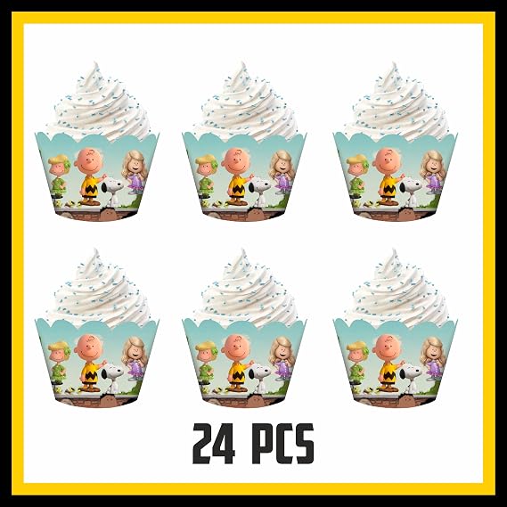 Charlie Broown Cupcake Wrapper Party Decoration, Classic Cartoon Style Decorative Cupcake Wraps for Birthday Celebration, Premium Quality Baking Wraps for Dessert Table and Party Display