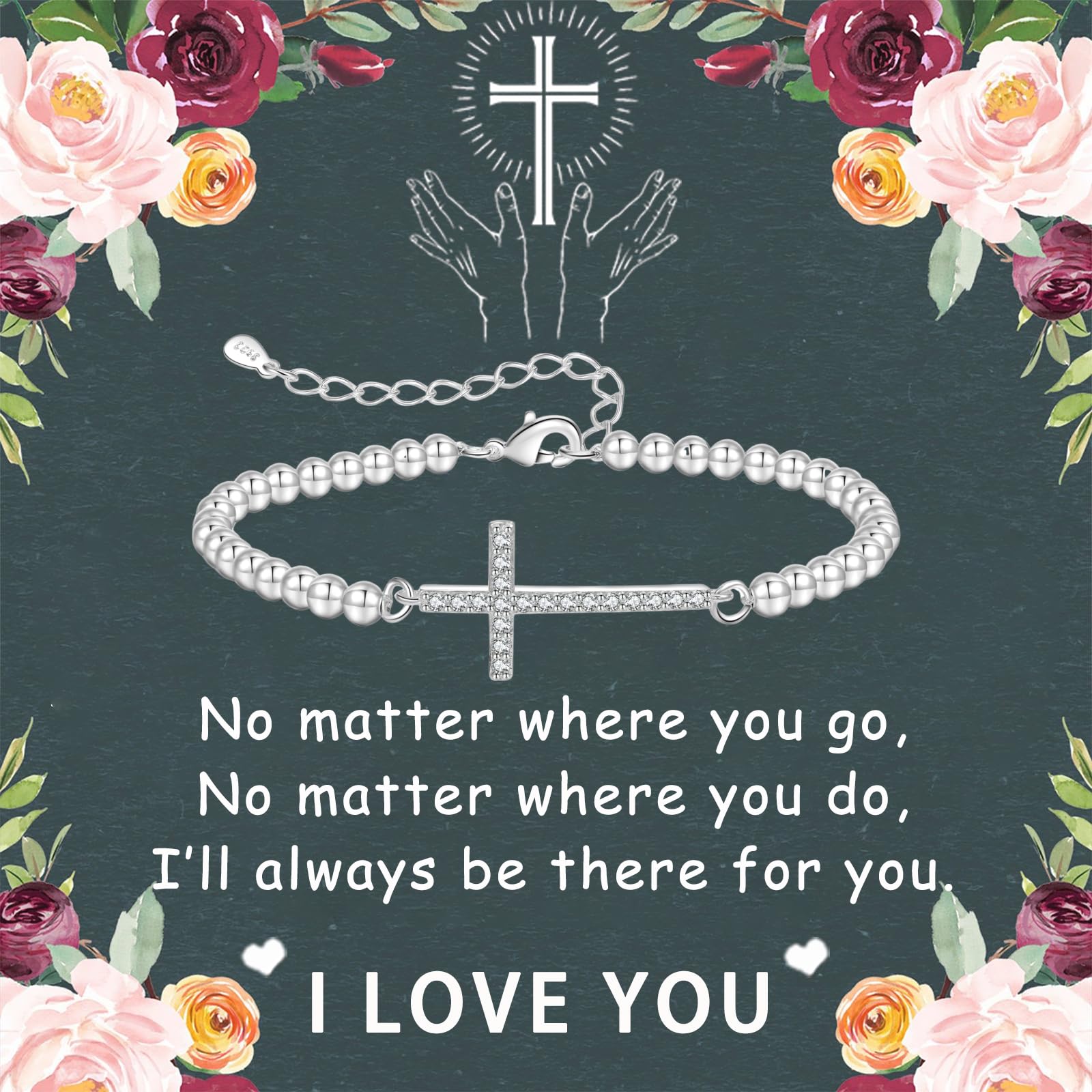 MOROTOLE Pulseras de plata de ley para mujer, pulsera cruzada, regalos de primera comunión para niñas, pulsera infinita ajustable con circonita cúbica 5A, pulseras de cuentas de plata, regalo de cumpleaños