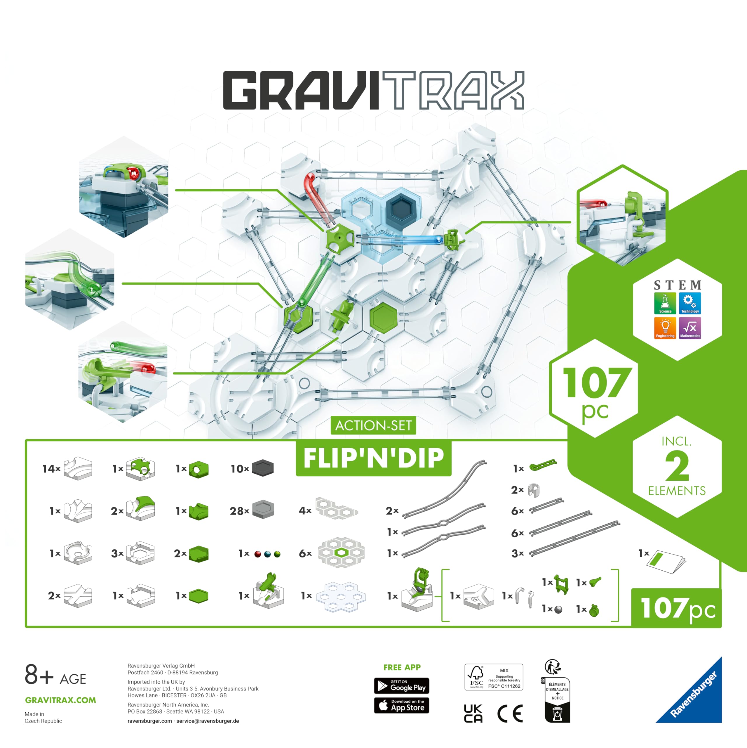 Ravensburger GraviTrax zestaw akcji Flip`n`Dip - tor dla kulek i zabawka konstrukcyjna od 8 lat