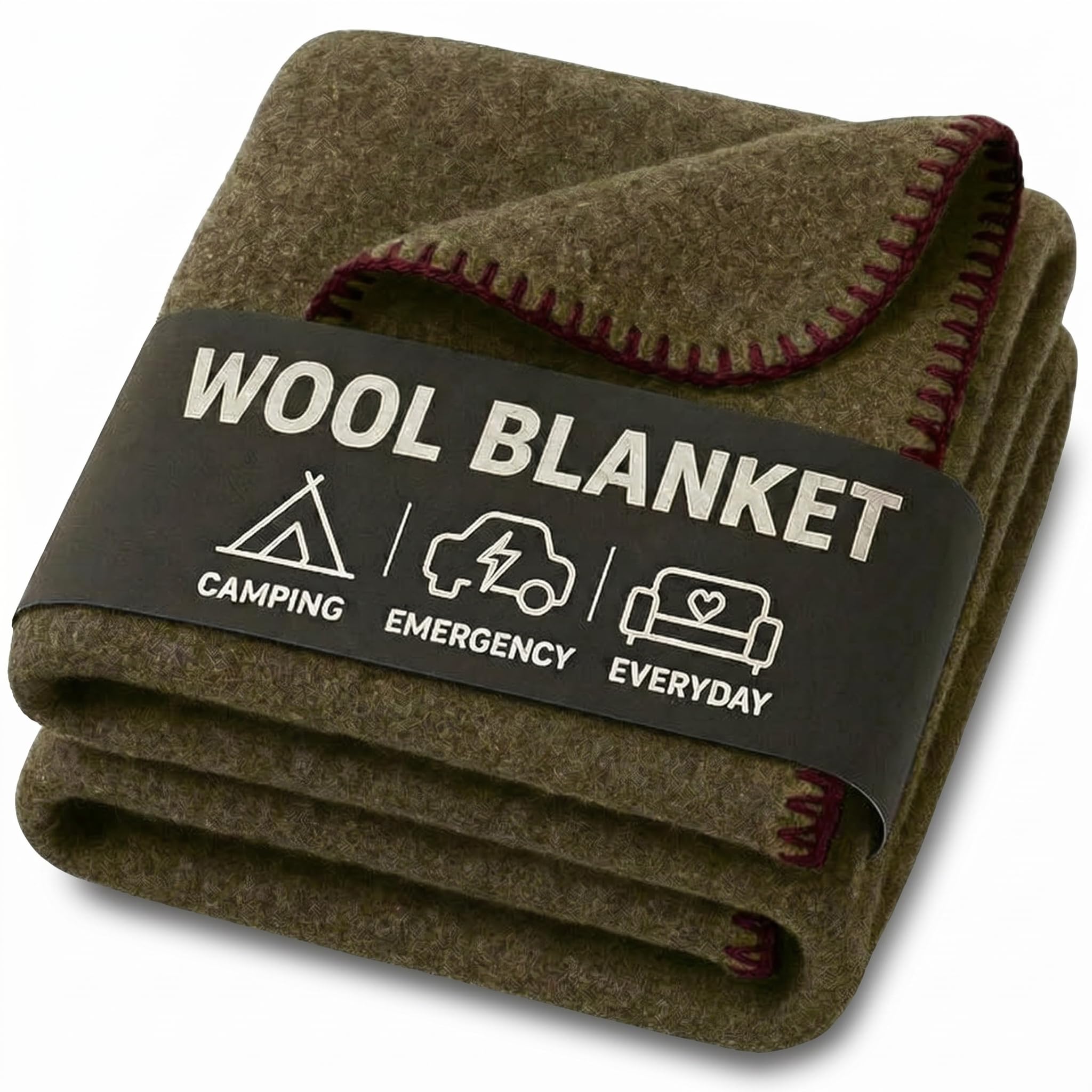 JMR Olive Green 66X90 Military Wool Blanket for Emergency,Camping & Everyday Use — image 1