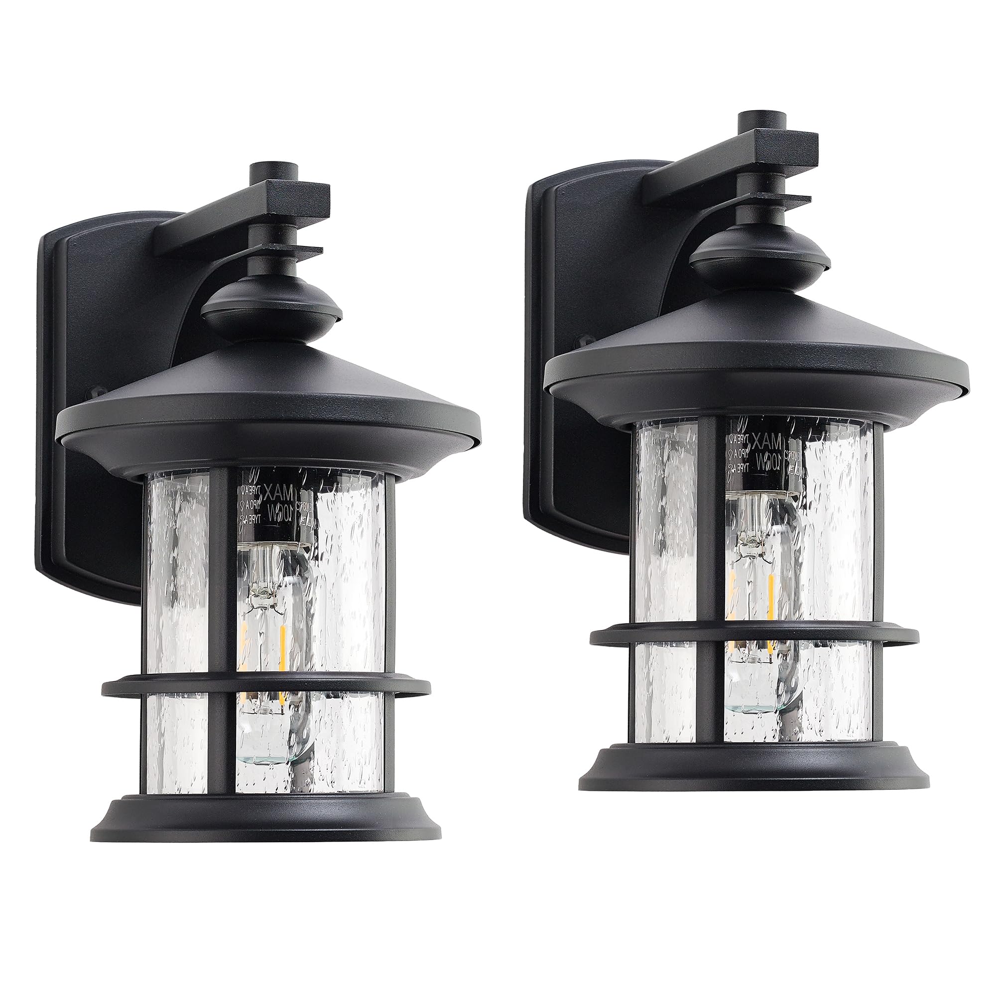 MICSIU Outdoor Wall Light, Black, Pack of 2-image-48