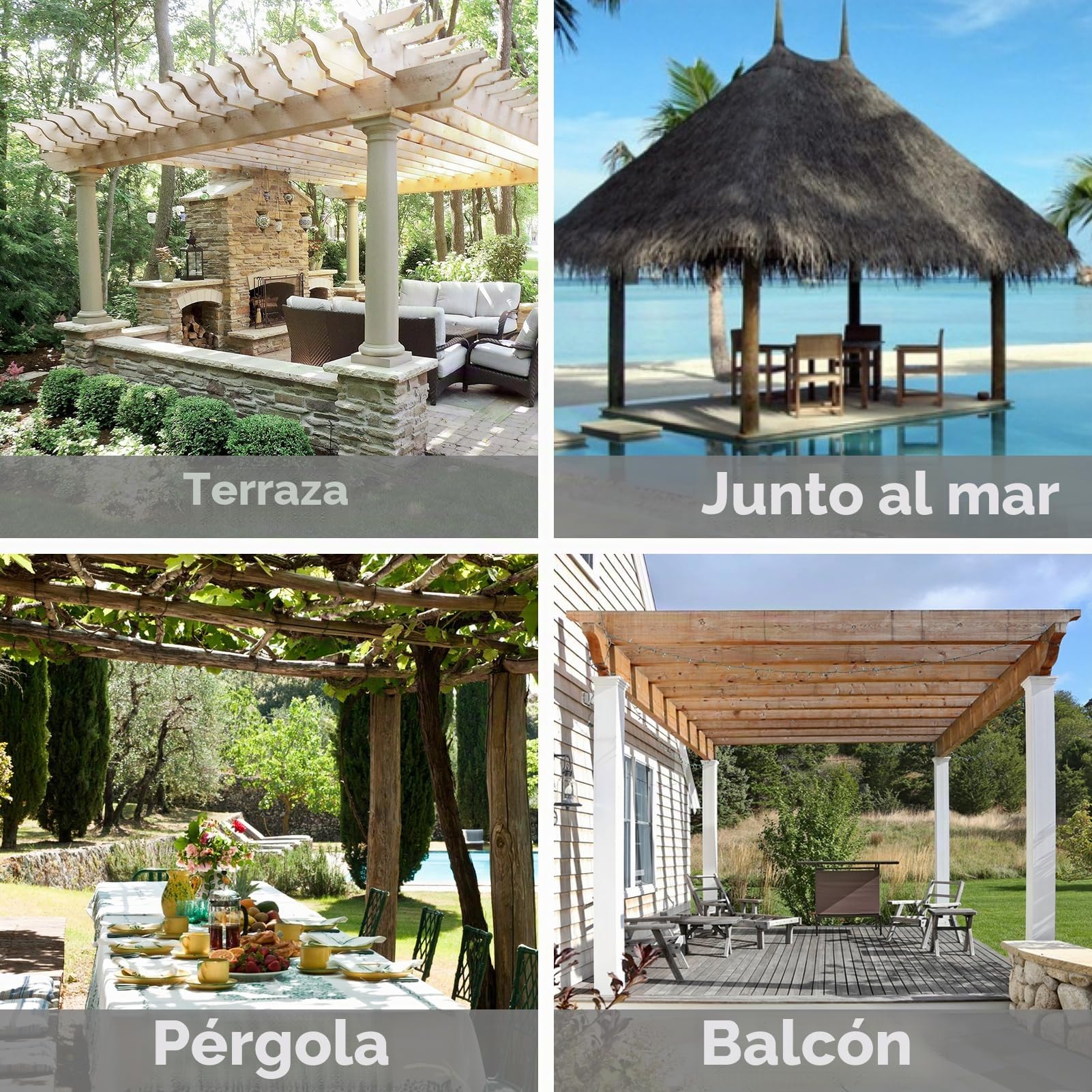 Easy-Going Cortinas de patio al aire libre, con pestaña superior, resistente al viento, a la intemperie, para cabaña, porche, pérgola y cenador, cortina con pestaña inferior, 2 paneles, 54 pulgadas de