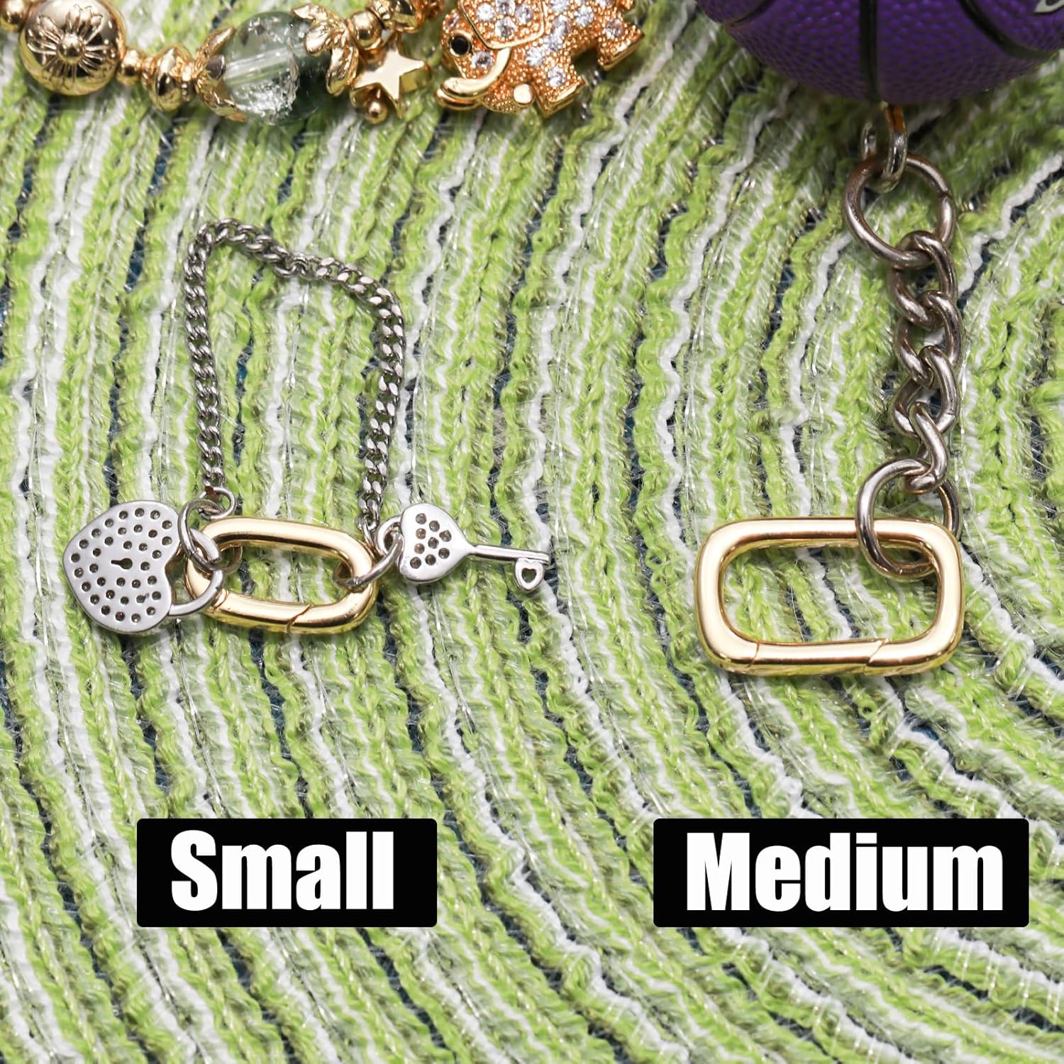 18K Gold Oval Necklace Clasps, Spring Clasp Connector, Keychain Clasps Connector, for Jewelry DIY Craft Making (Small) - Image 4