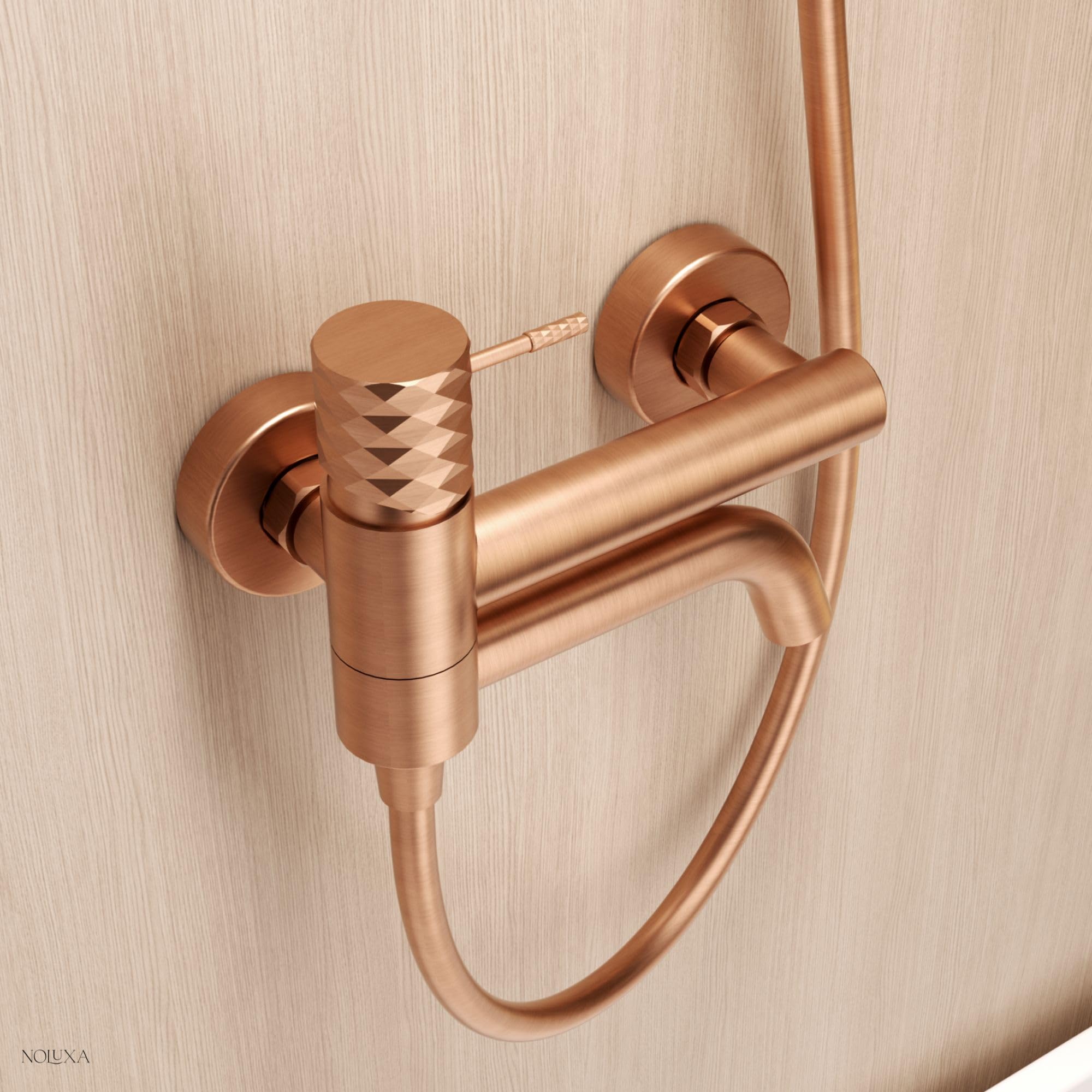 IMEX - Miscelatore Monocomando per Vasca e Doccia in Nichel Spazzolato | Miscelatore a Parete con Supporto per Soffione Doccia e Tubo Flessibile | Rubinetti in Ottone e Acciaio Inox | Serie Genoa