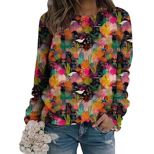 Women's Halloween Pumpkin Print Sweatshirt Long Sleeve Pullover Casual Holiday