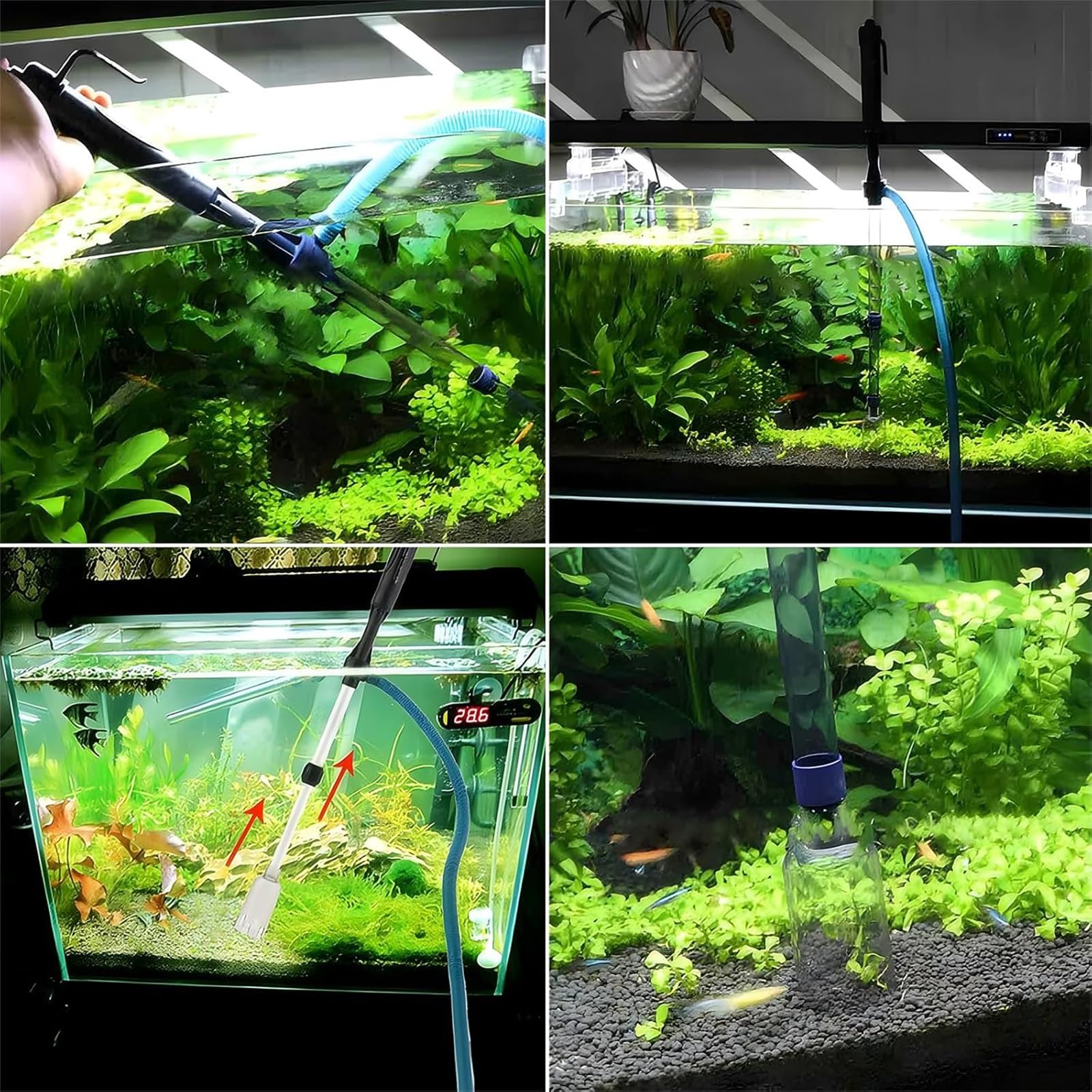 Nettoyeur D'aquarium, Changeur d'eau À Siphon Manuel, Outil De Lavage De Sable À Aspiration Multifonctionnel, Adapté À Toutes Les Tailles D'aquariums, Qualité De l'eau Facile À Entretenir