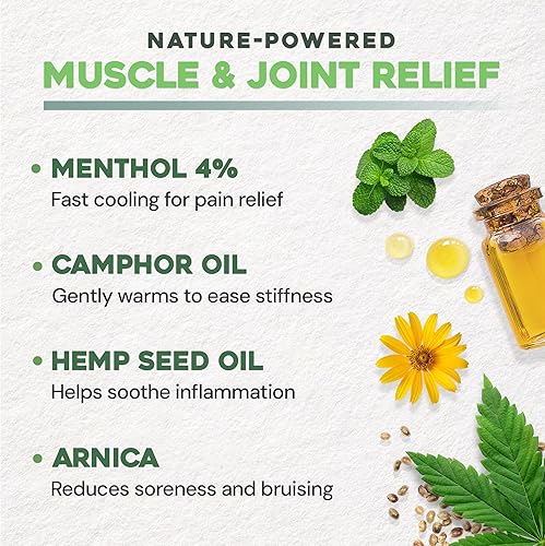 Miniatura 4 de Ebanel Gel de árnica de mentol crema para aliviar el dolor con aceite de cáñamo, aceite de emú, MSM, alcanfor, vitamina B6, boswellia, crema