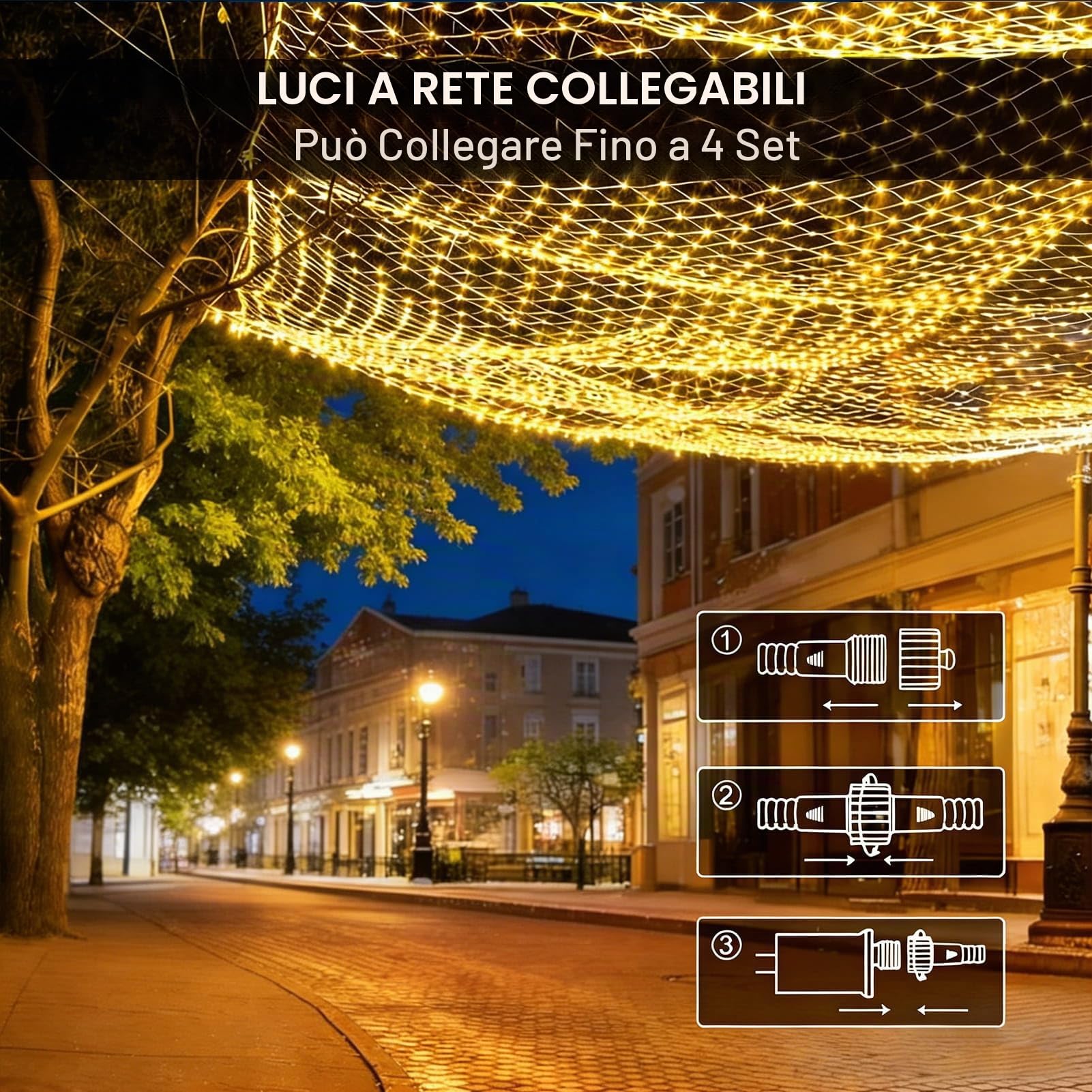 yowin Rete Luminosa da Esterno 3m x 2m 200 LED Catena Luminosa Esterno | Rete con Spina, 8 Modalità e Timer Tenda Luci Impermeabile Prolungabile per Giardino, Gazebo, Terrazzo, Feste e Matrimoni