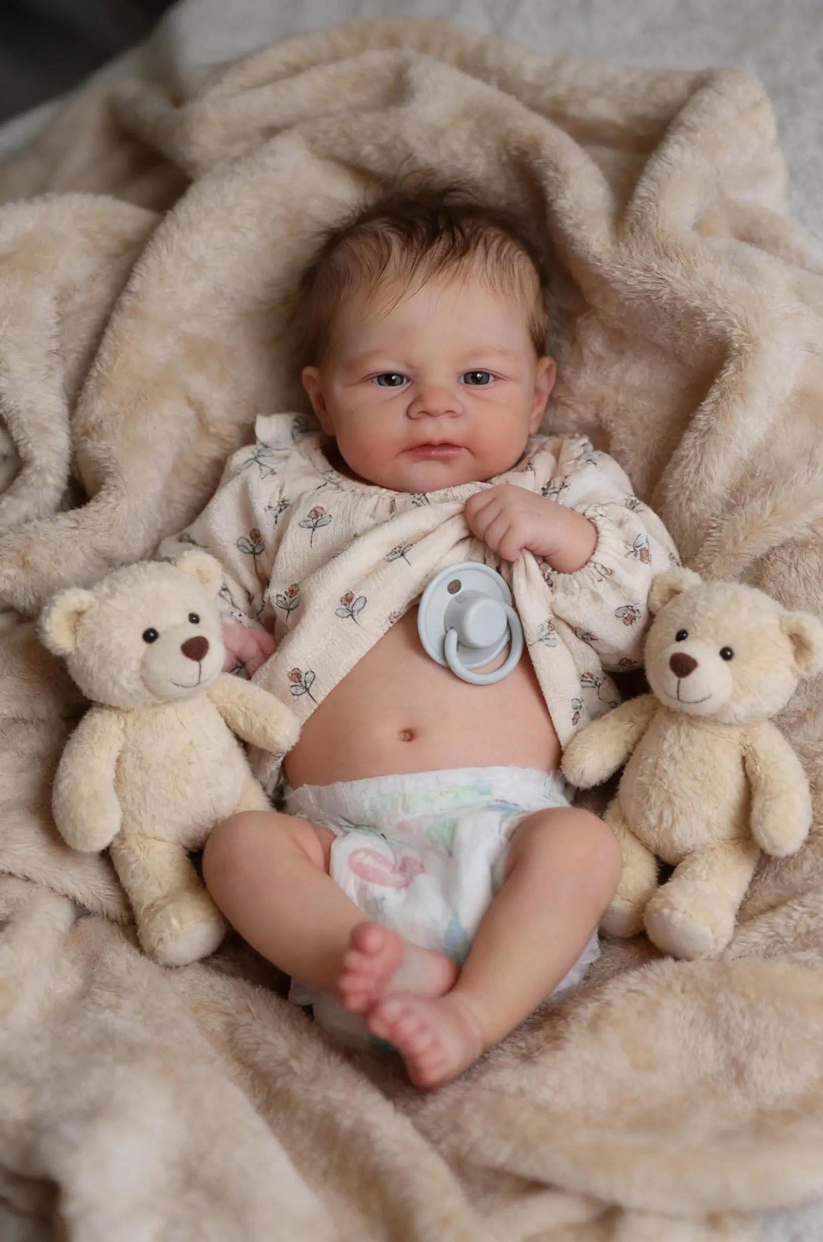 Zero pam Reborn Baby Lebensecht Mädchen Augen Offen-43CM Neugeborenen Babypuppen Wie Echt, Lebensechte Mädchen Puppe Mit Haaren, Reborn Puppe Ab 3 Jahre