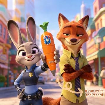 MINISO Zootopia Judy Garry Cartoon Recording Ballpoint Pen, Carrot and Snake Design, Voice Recorder Feature push-button writing ballpoint pen (Judy)
